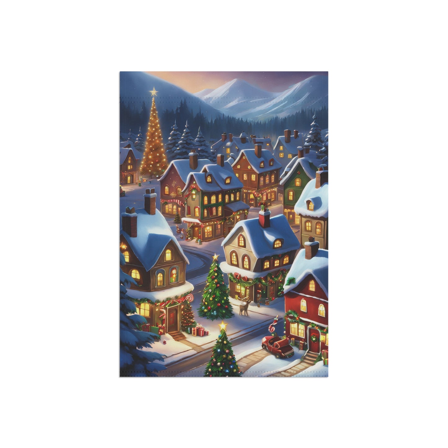 Peaceful Holiday Town Garden Flag/ House Banner