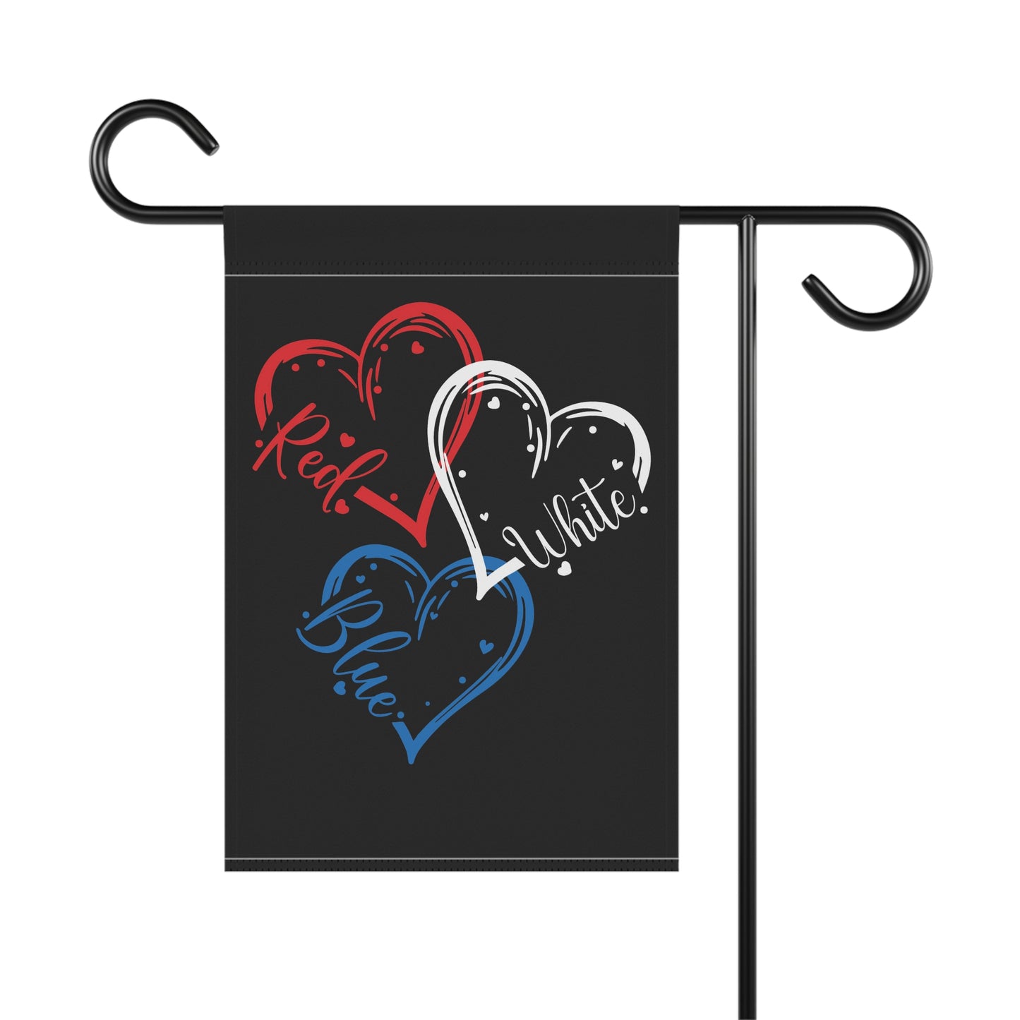 July 4th Red White Blue Hearts Garden Flag