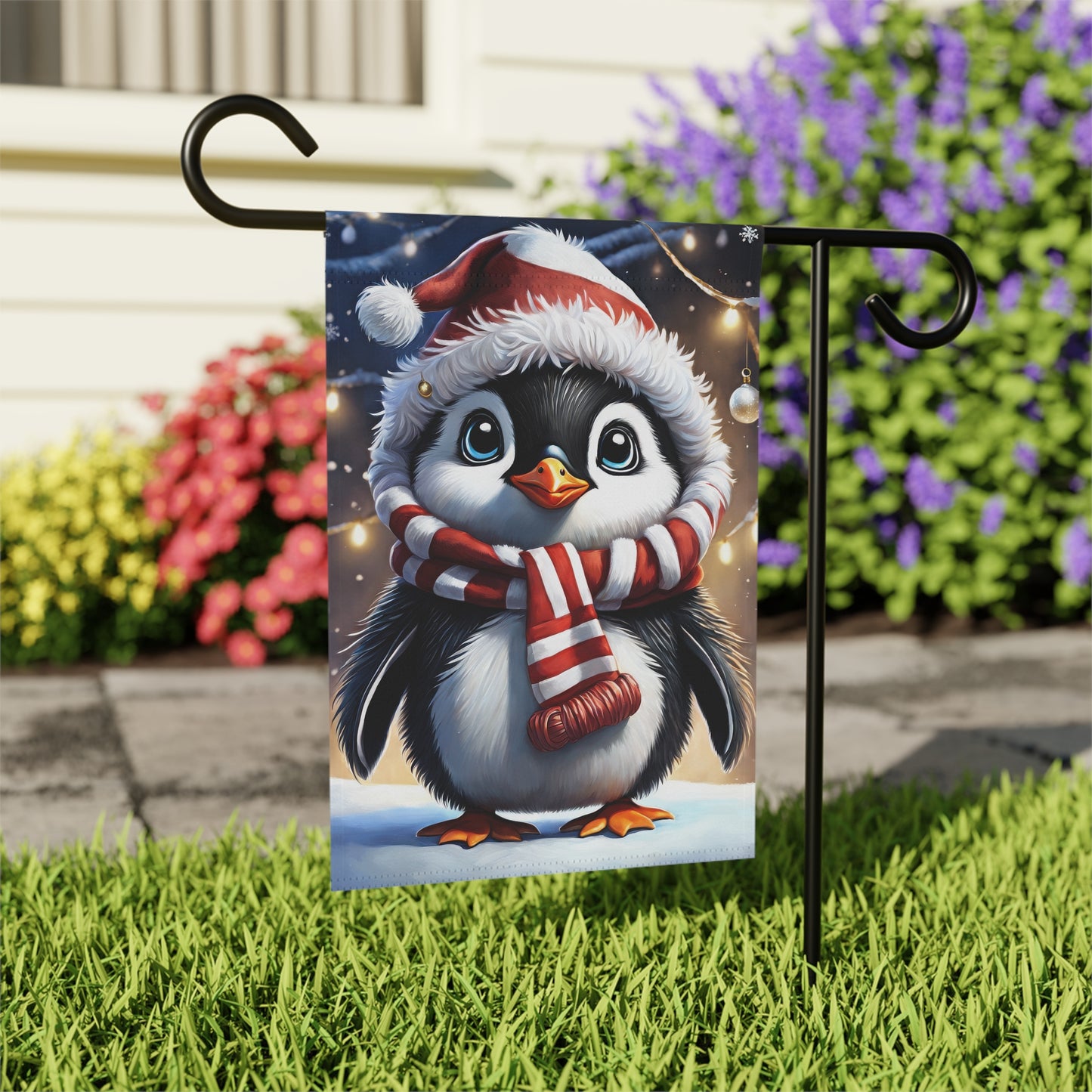 Adorable Christmas Penguin Garden Flag