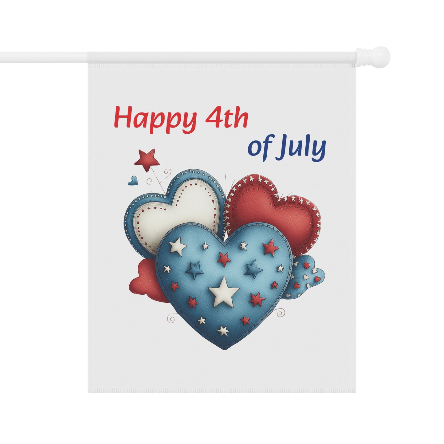 Patriotic Red, White, and Blue Hearts Garden Flag
