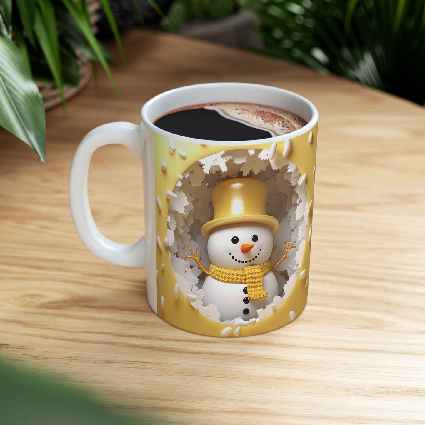 Cheerful 3-D Snowman Coffee Mug