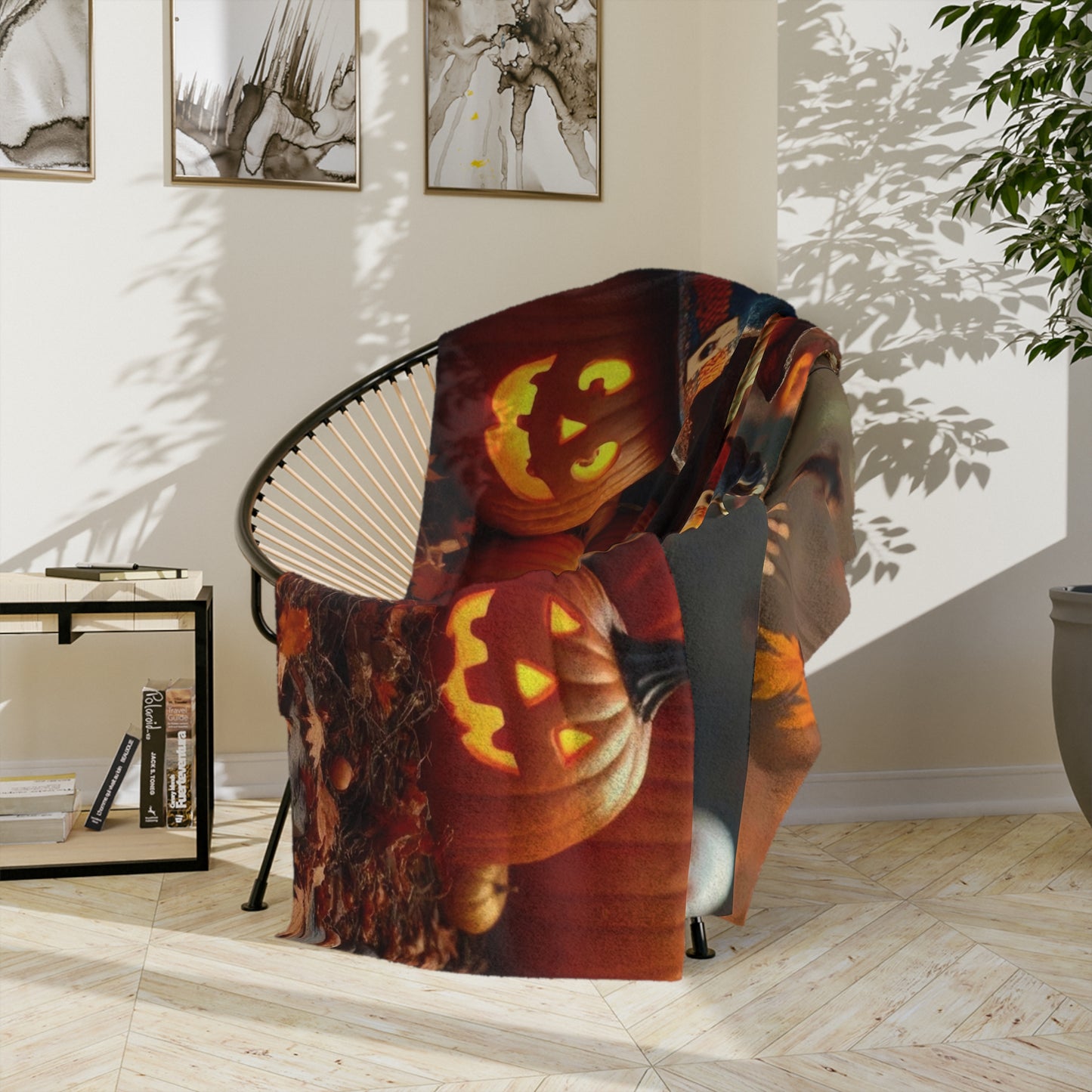 Spooky Pumpkin Patch Halloween Plush Blanket
