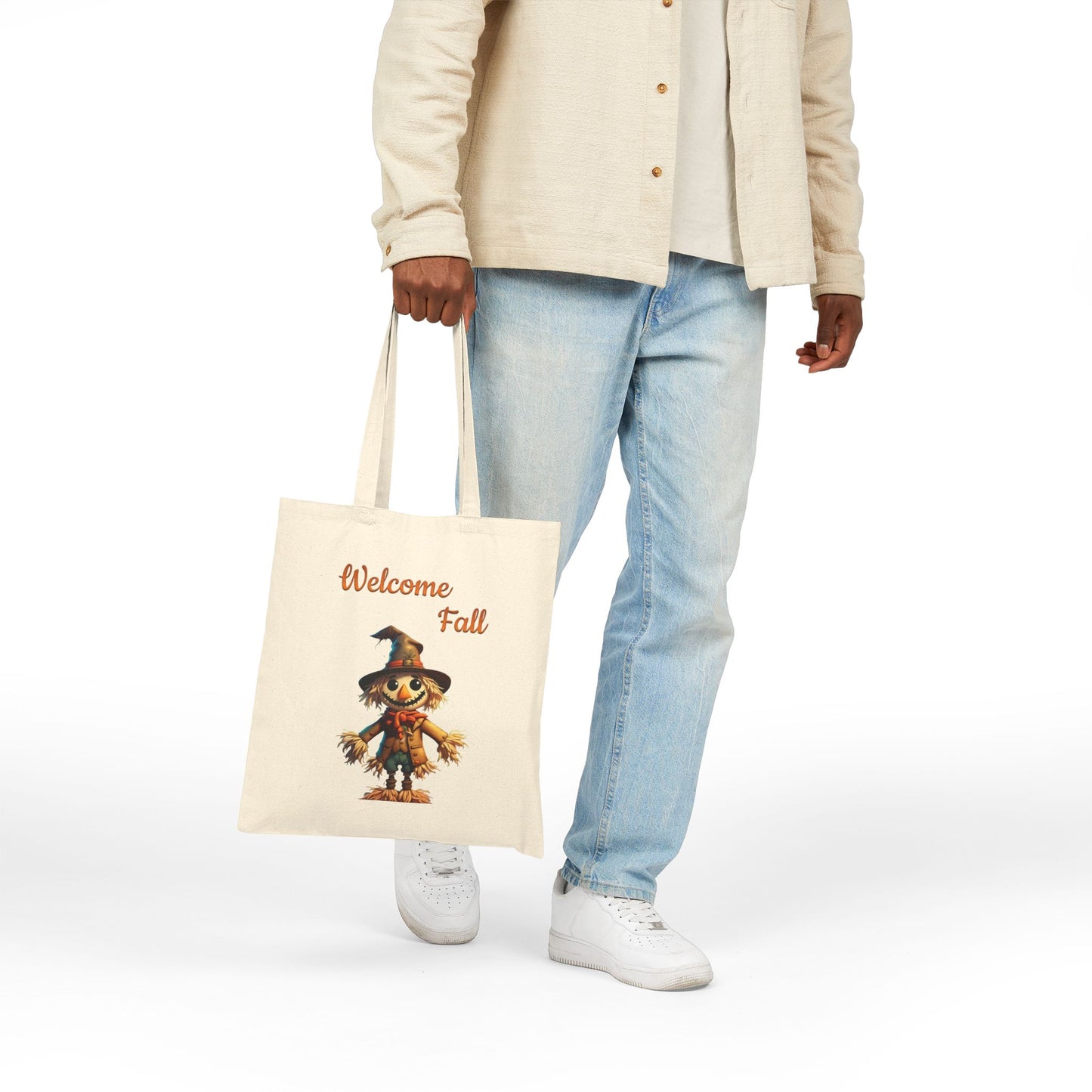 Welcome Fall Scarecrow Canvas Tote Bag