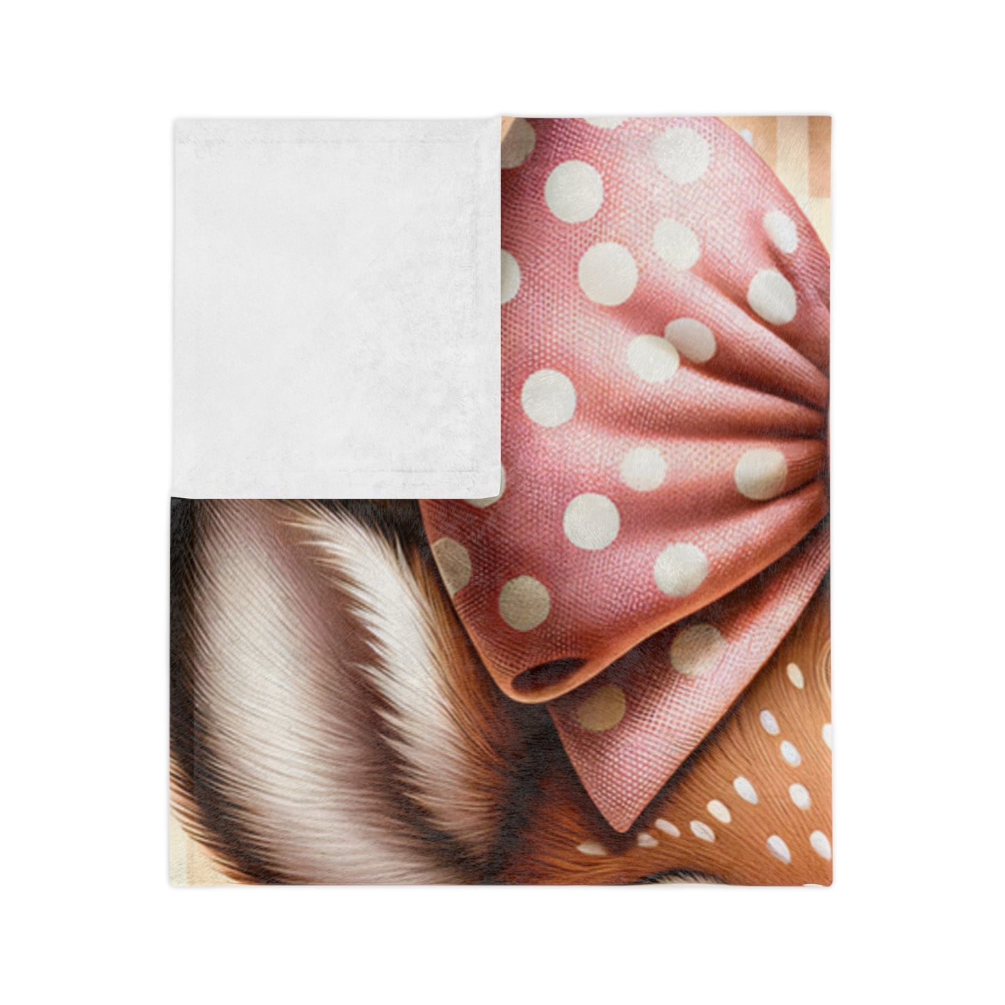 Cute Baby Deer with Pink Polka Dots Velveteen Plush Blanket