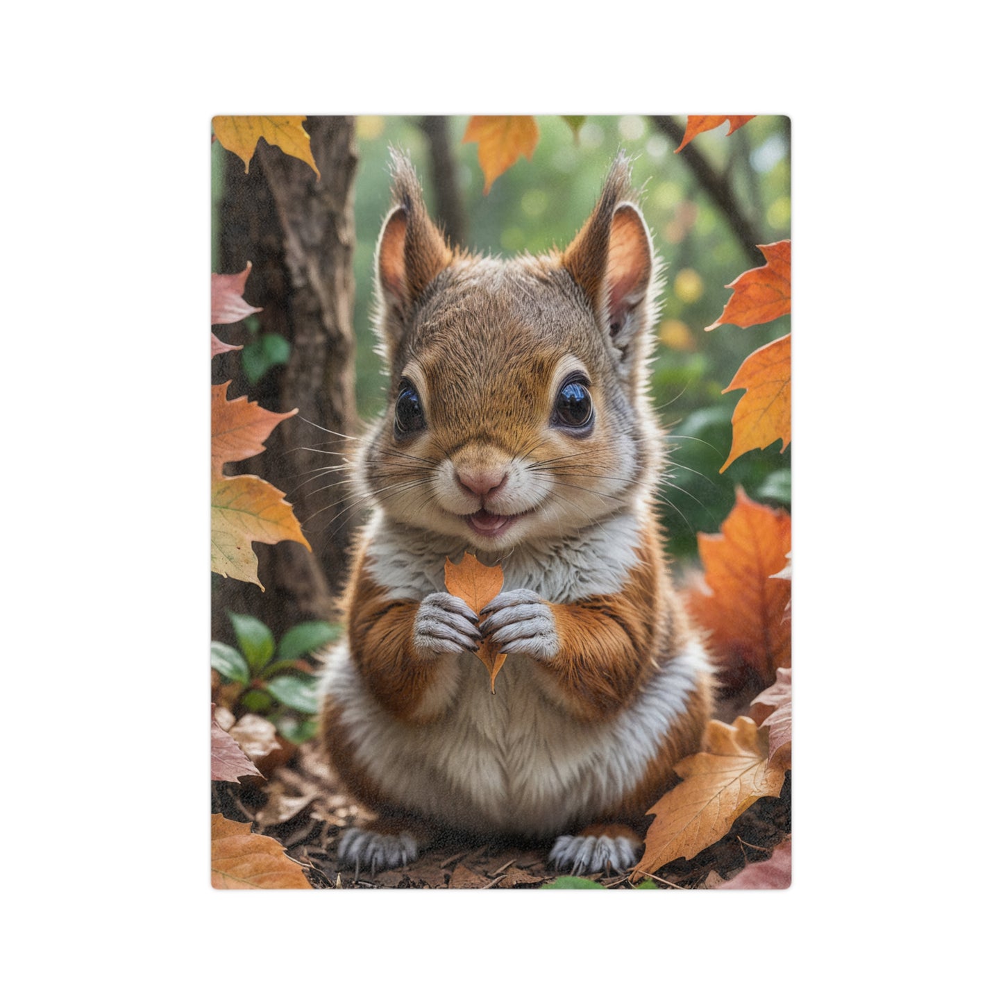 Cute Squirrel with Autumn Leaf Velveteen Blanket