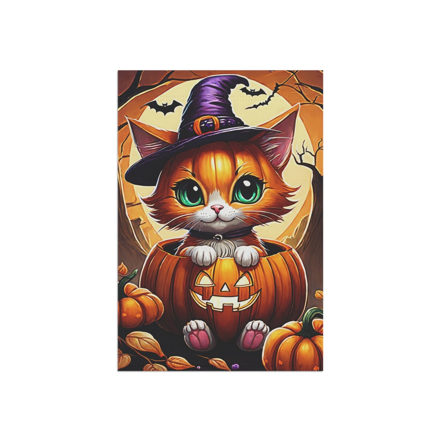 Playful Kitten Halloween Pumpkin Garden Flag