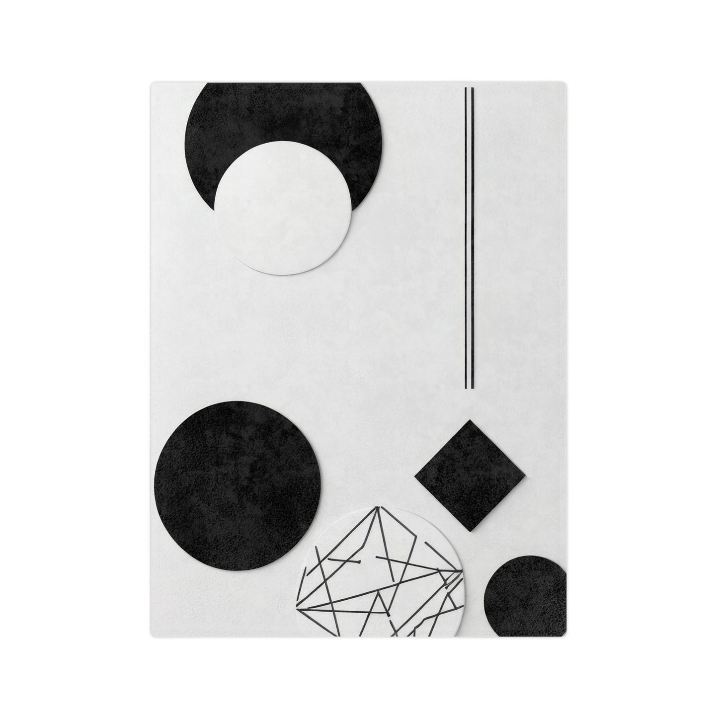 Monochrome Geometry Velveteen Blanket with black and white shapes
