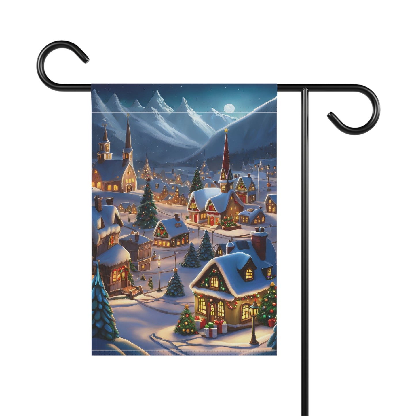 Magical Christmas Mountain Village Garden Flag