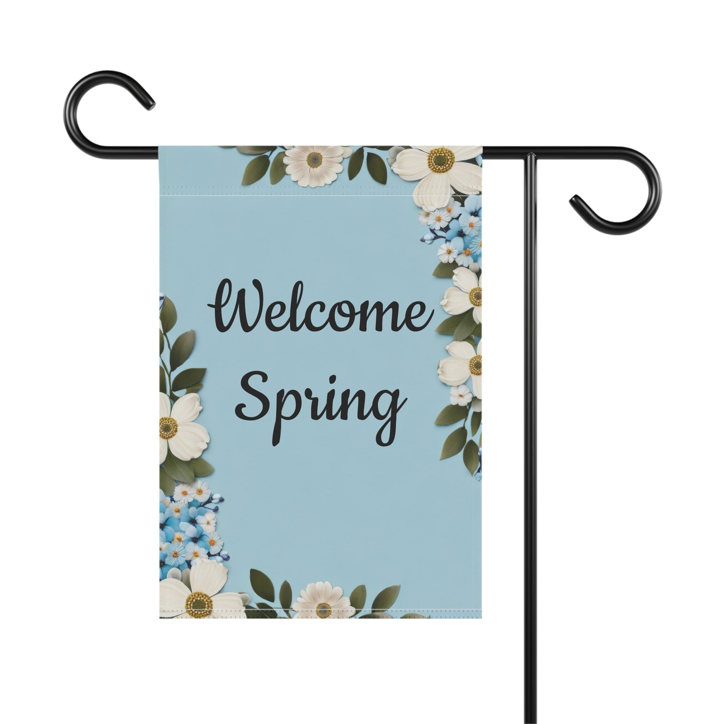 Blue Floral Welcome Spring Garden Flag