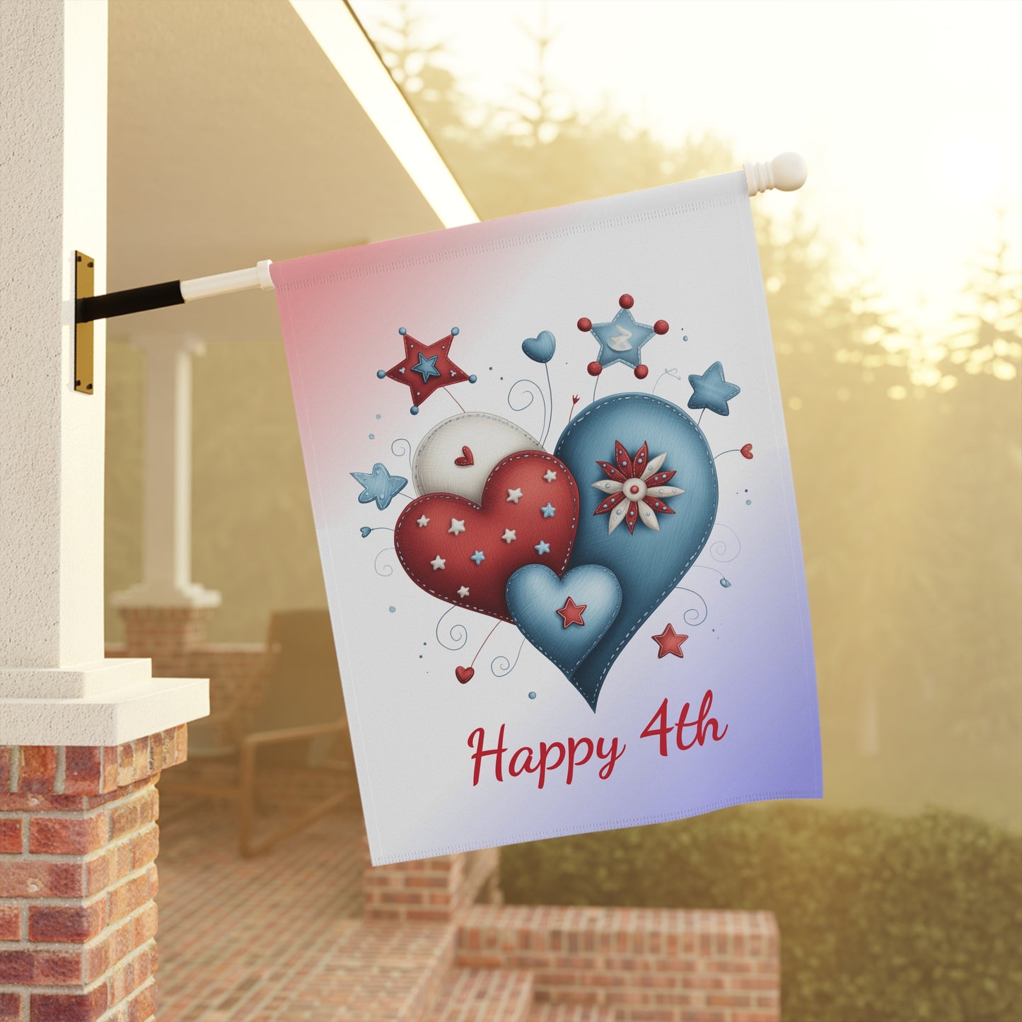 American Hearts Garden Flag for Fourth of July