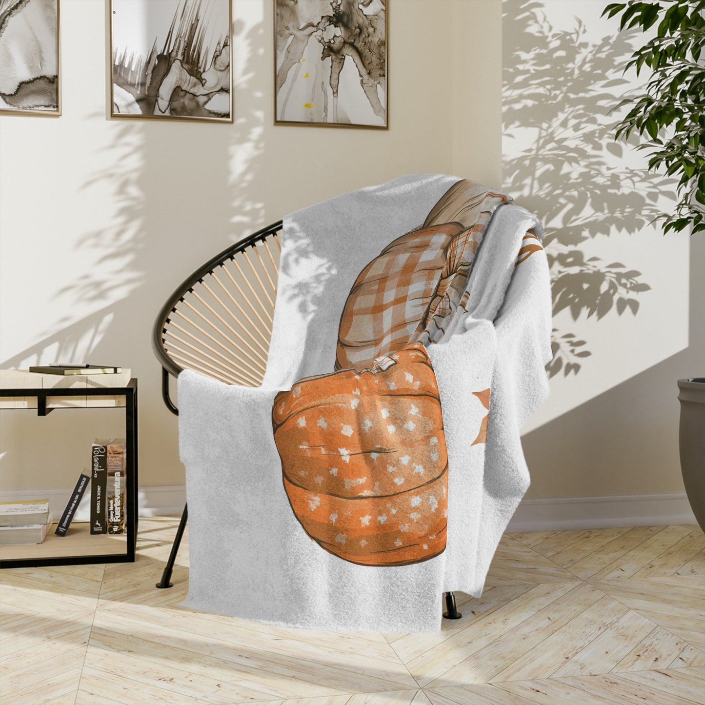 "Hello Fall" Pumpkin Patch Velveteen Blanket