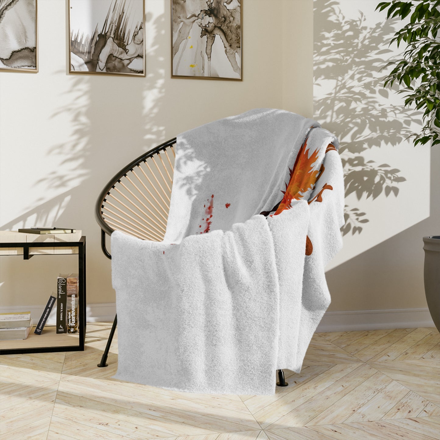 Hello Fall Red Autumn Tree Velveteen Blanket