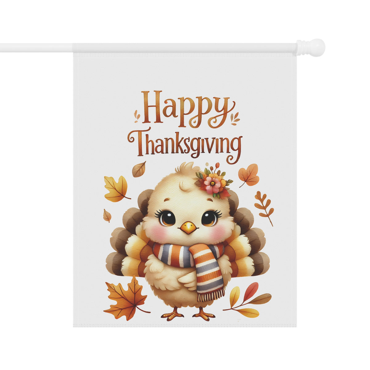 Cute Baby Turkey with Scarf Fall Thanksgiving Garden Flag