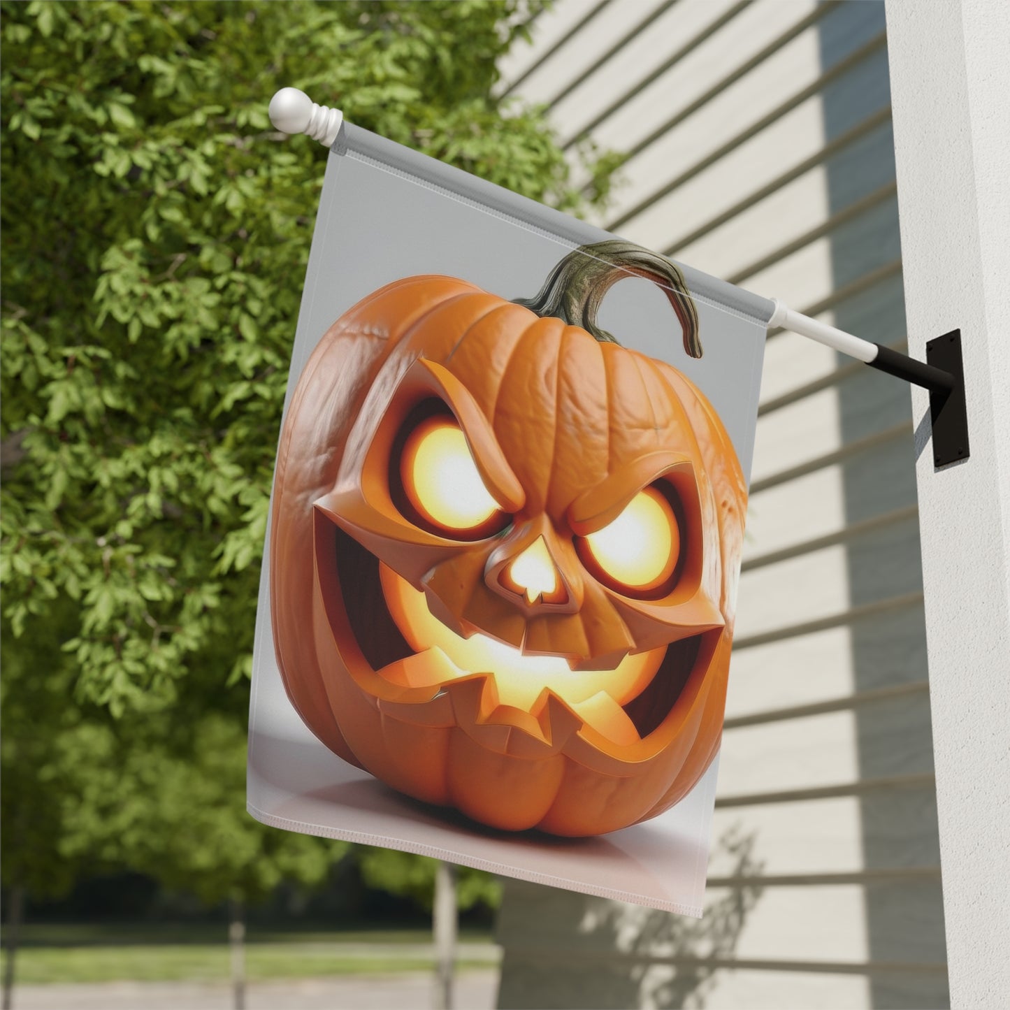 Glowing Angry Jack-O'-Lantern Garden Flag