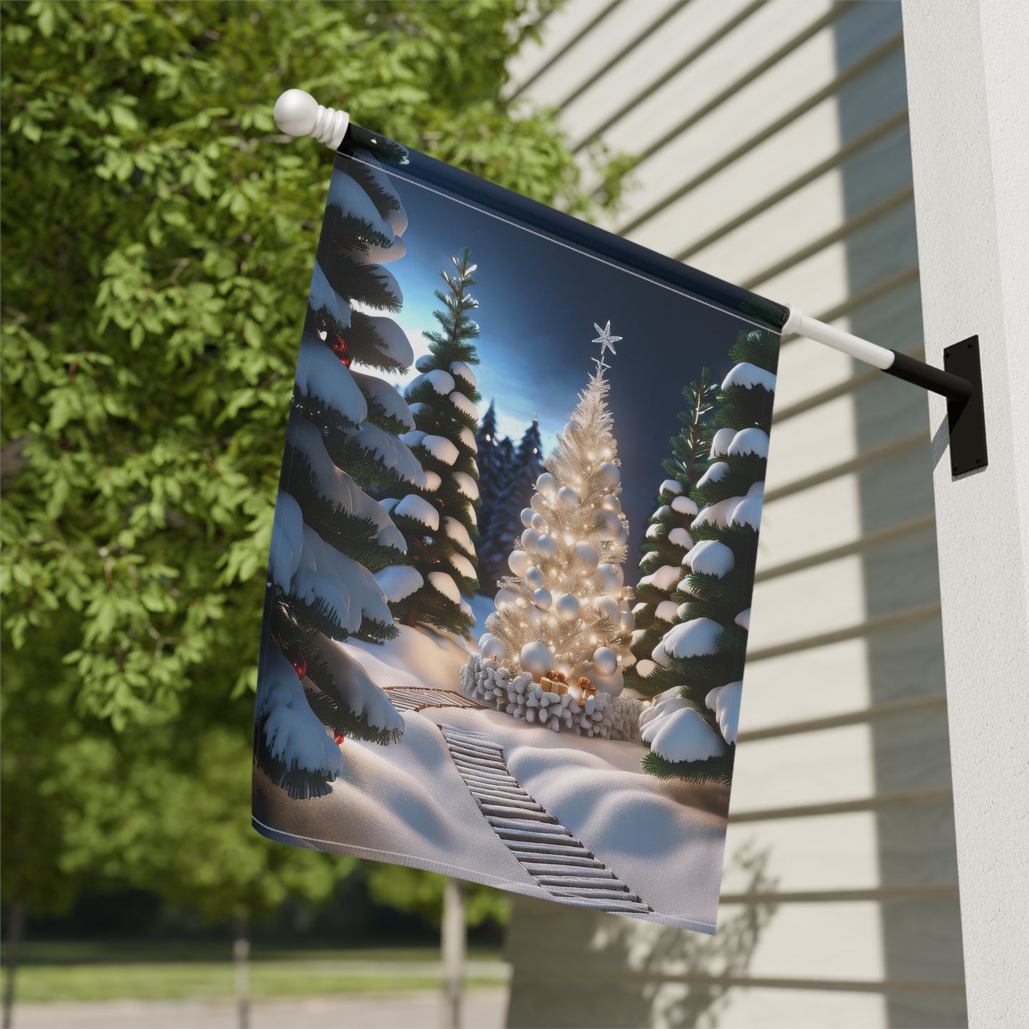 Magical Illuminated Forest Garden Flag