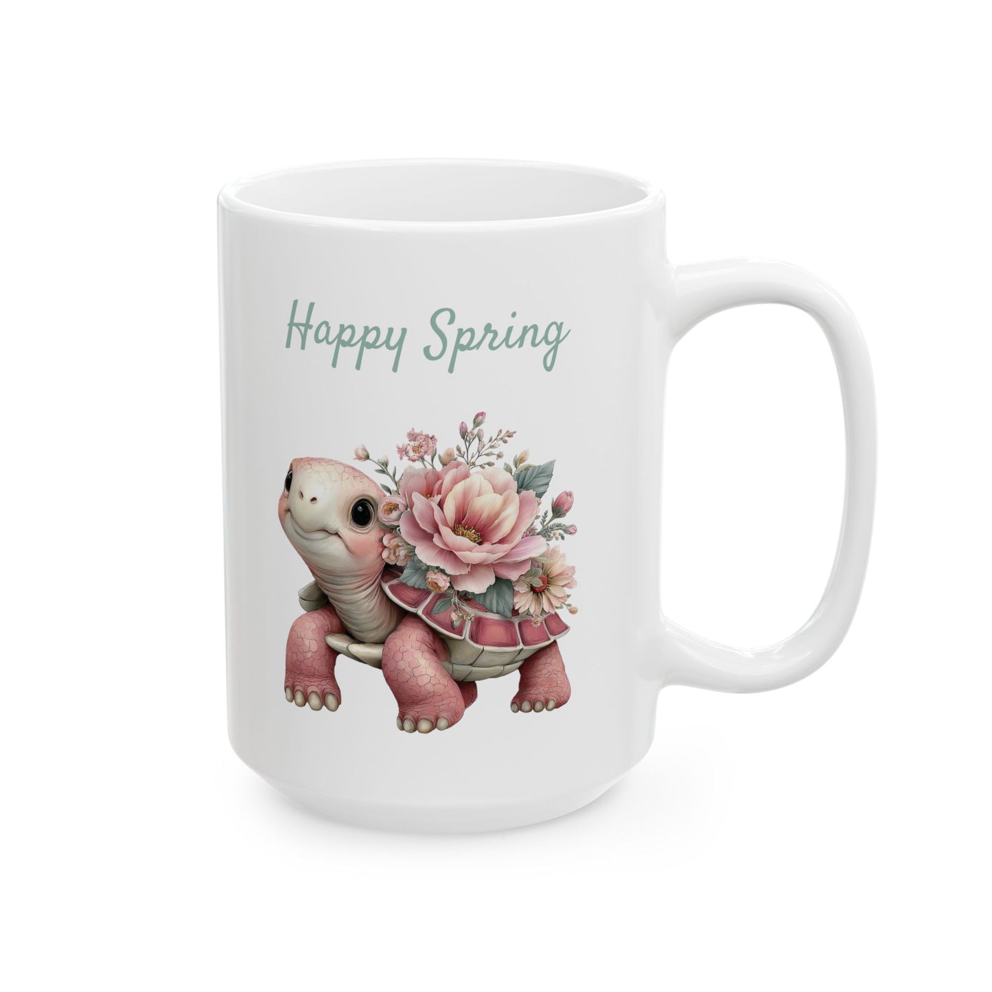 Happy Spring Floral Turtle Mug