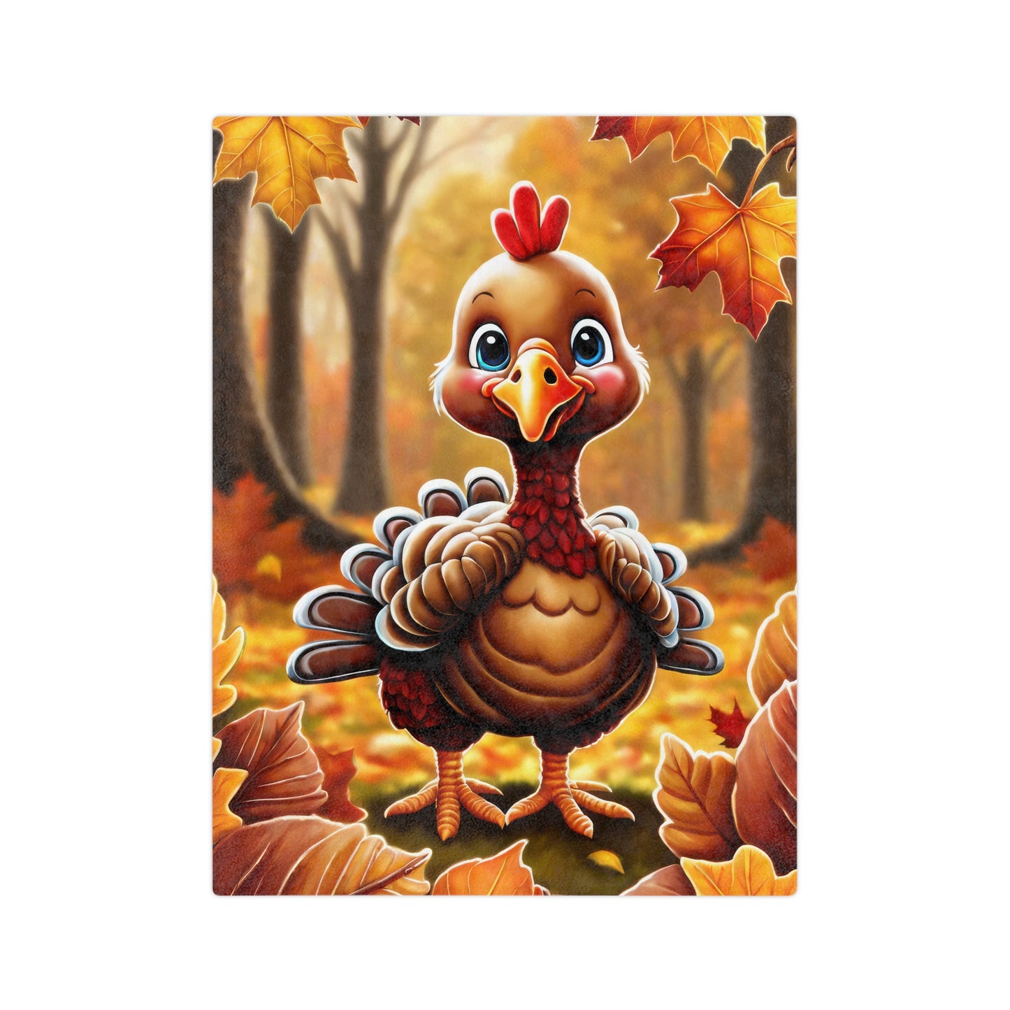 Adorable Autumn Turkey Forest Plush Blanket