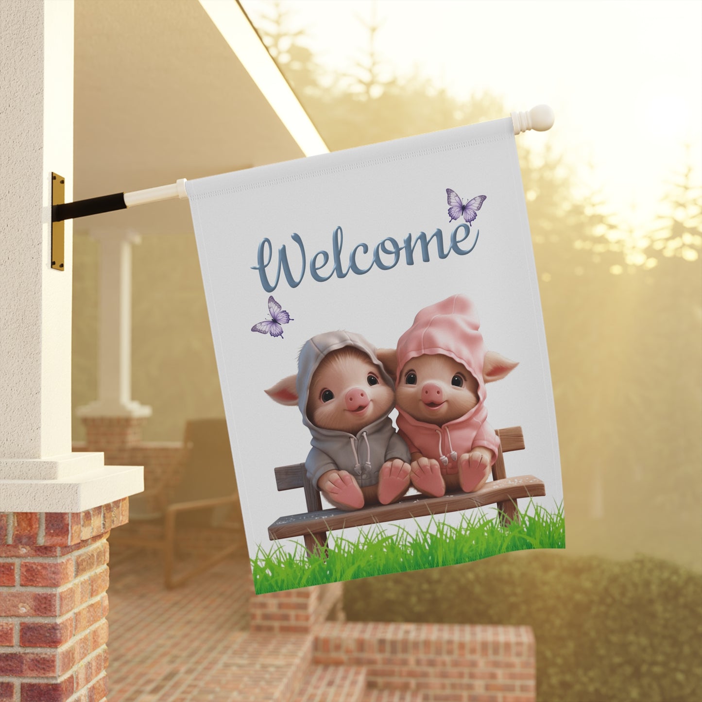 Sweet Little Piglets Welcome Garden Flag