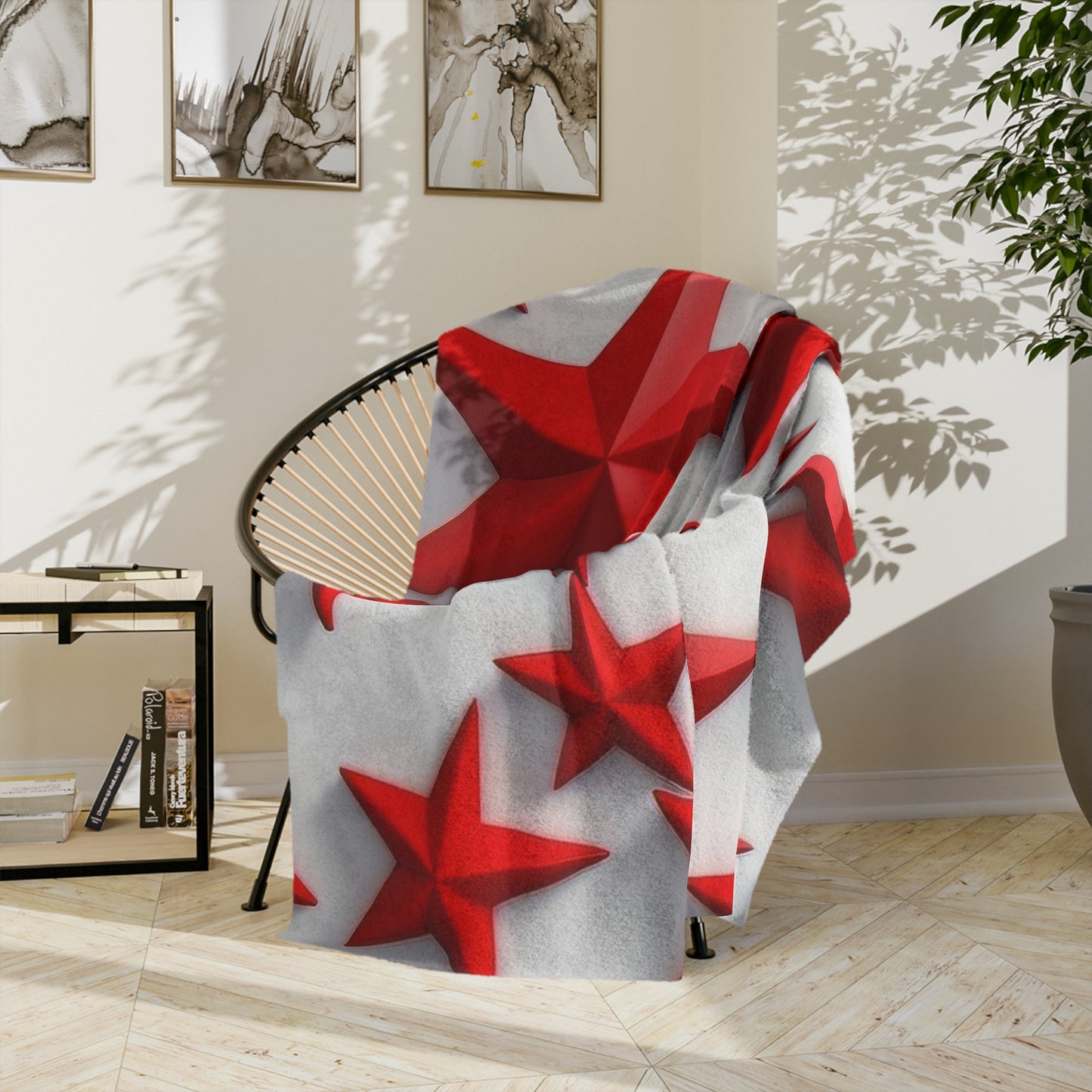 Modern Red 3D Stars Velveteen Plush Blanket