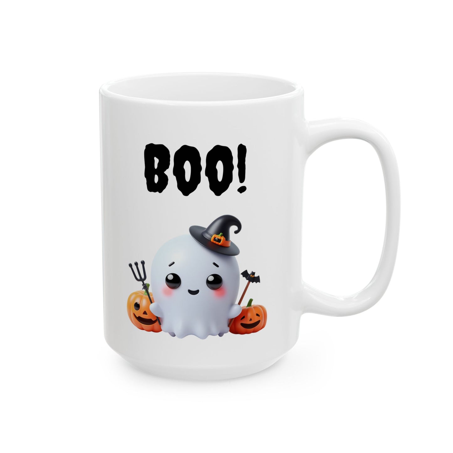 BOO!" Cute Ghost & Witch Hat Coffee Mug