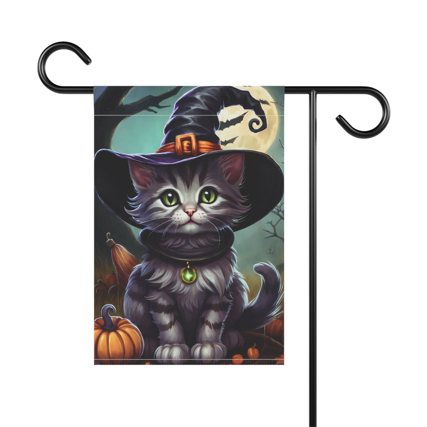 Halloween Witch Cat Garden Flag