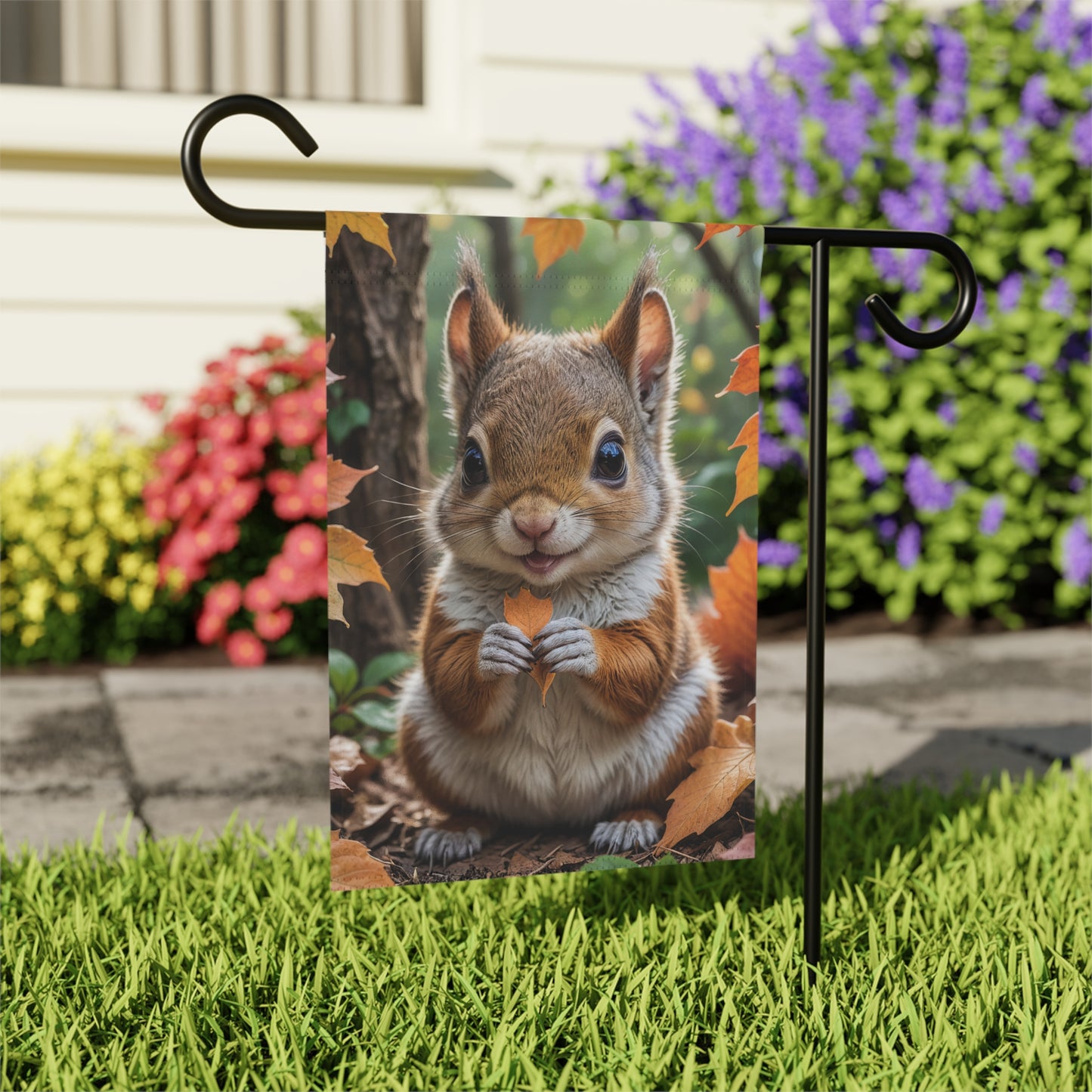 Cute Autumn Squirrel Garden Flag