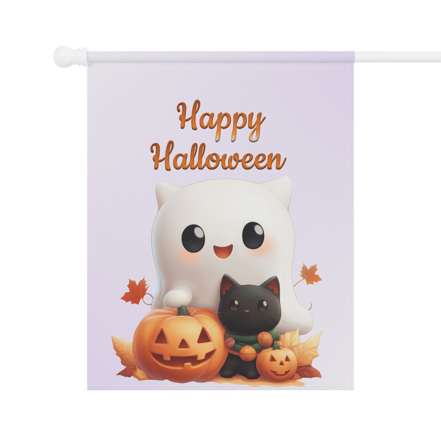 Cute Ghost & Black Cat Halloween Garden Flag