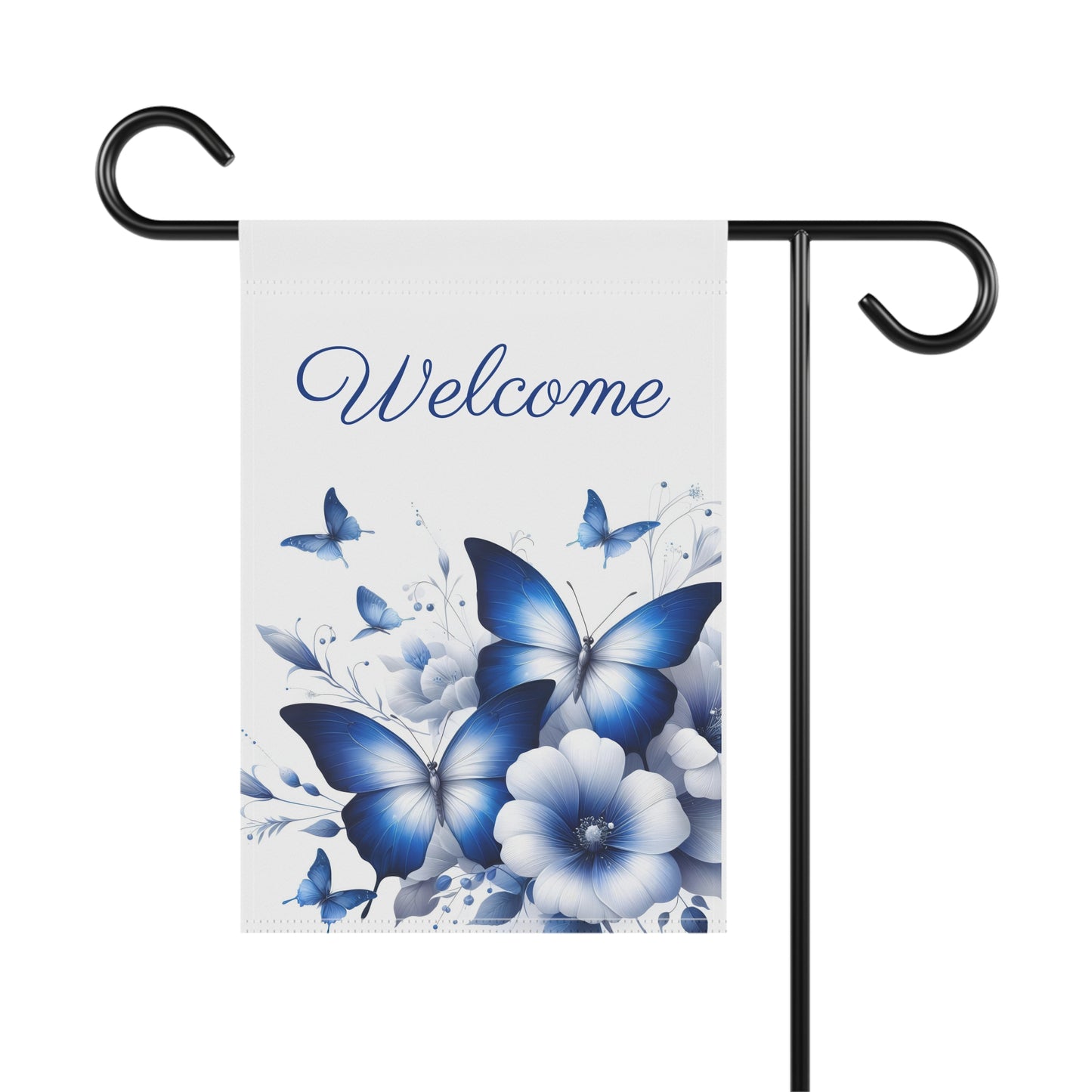 Blue Butterflies Welcome Garden Flag