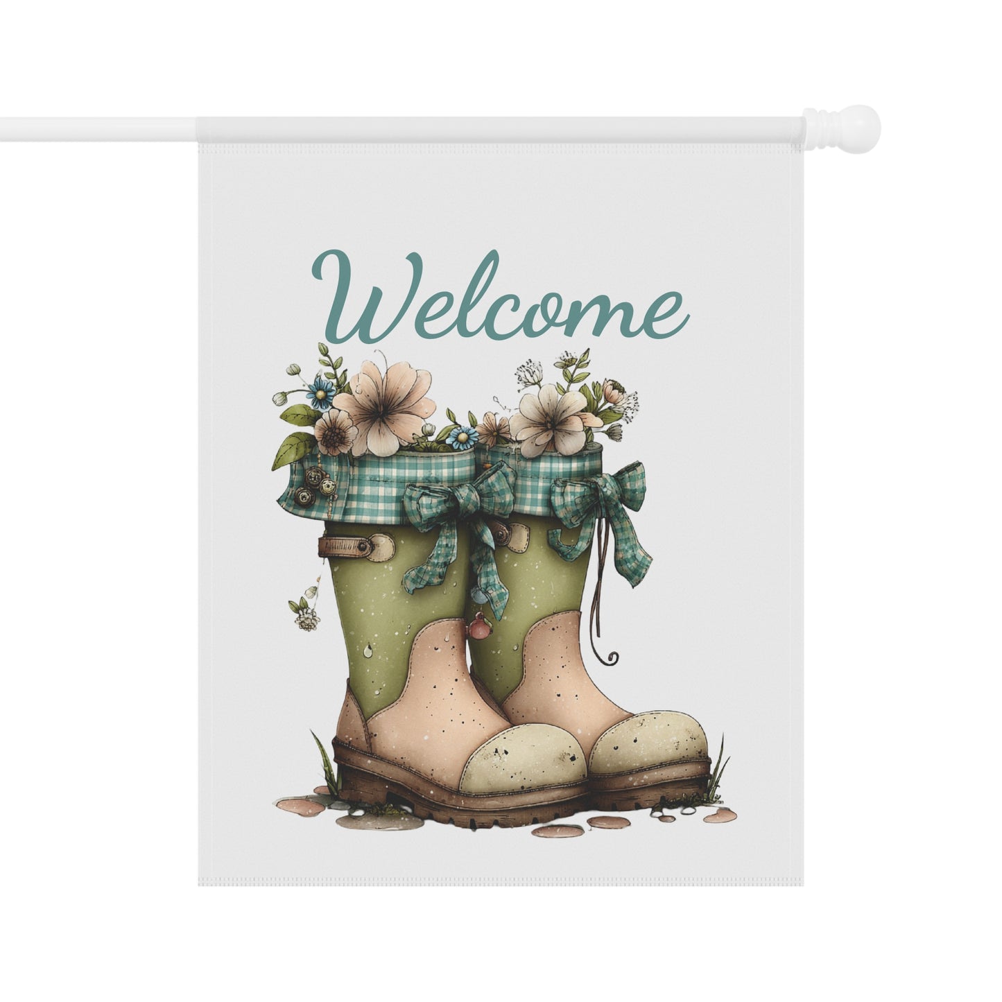 Rustic Rain Boots Welcome Garden Flag