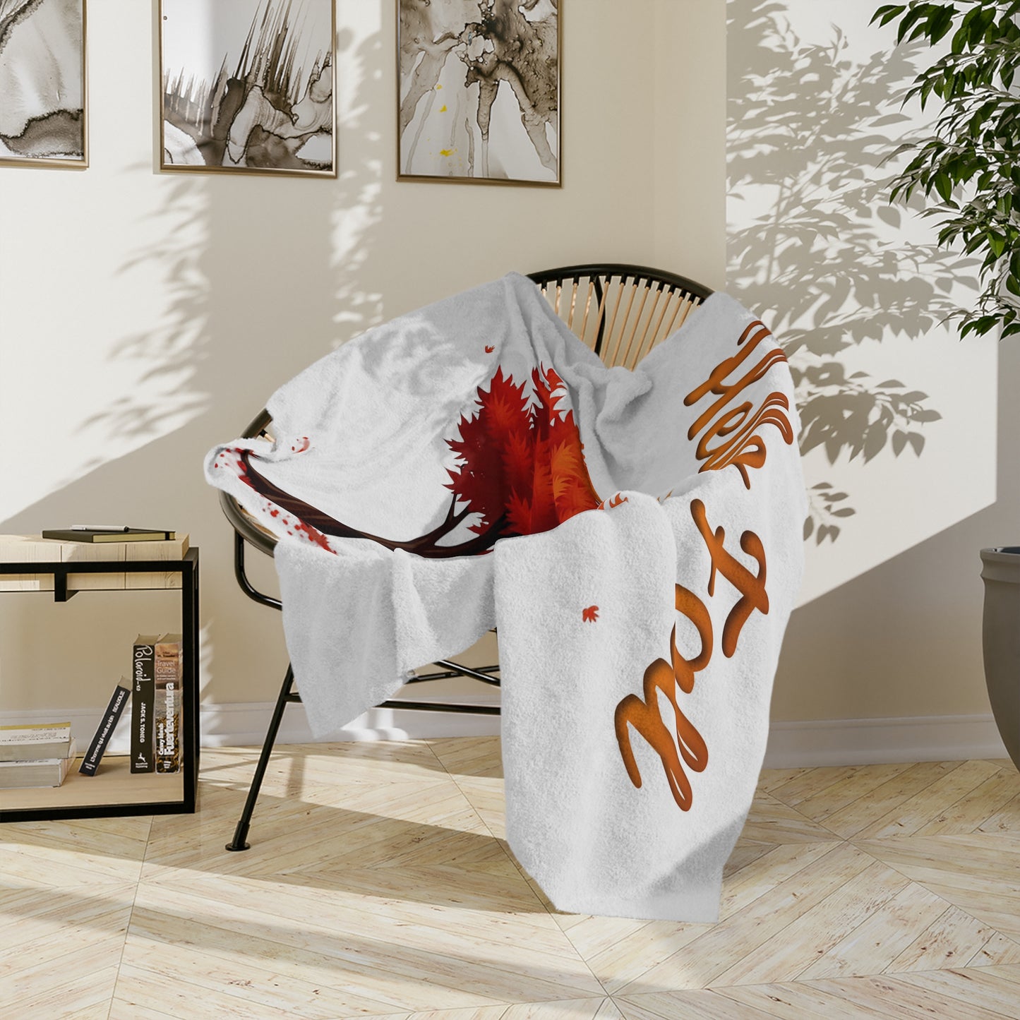 Hello Fall Red Autumn Tree Velveteen Blanket