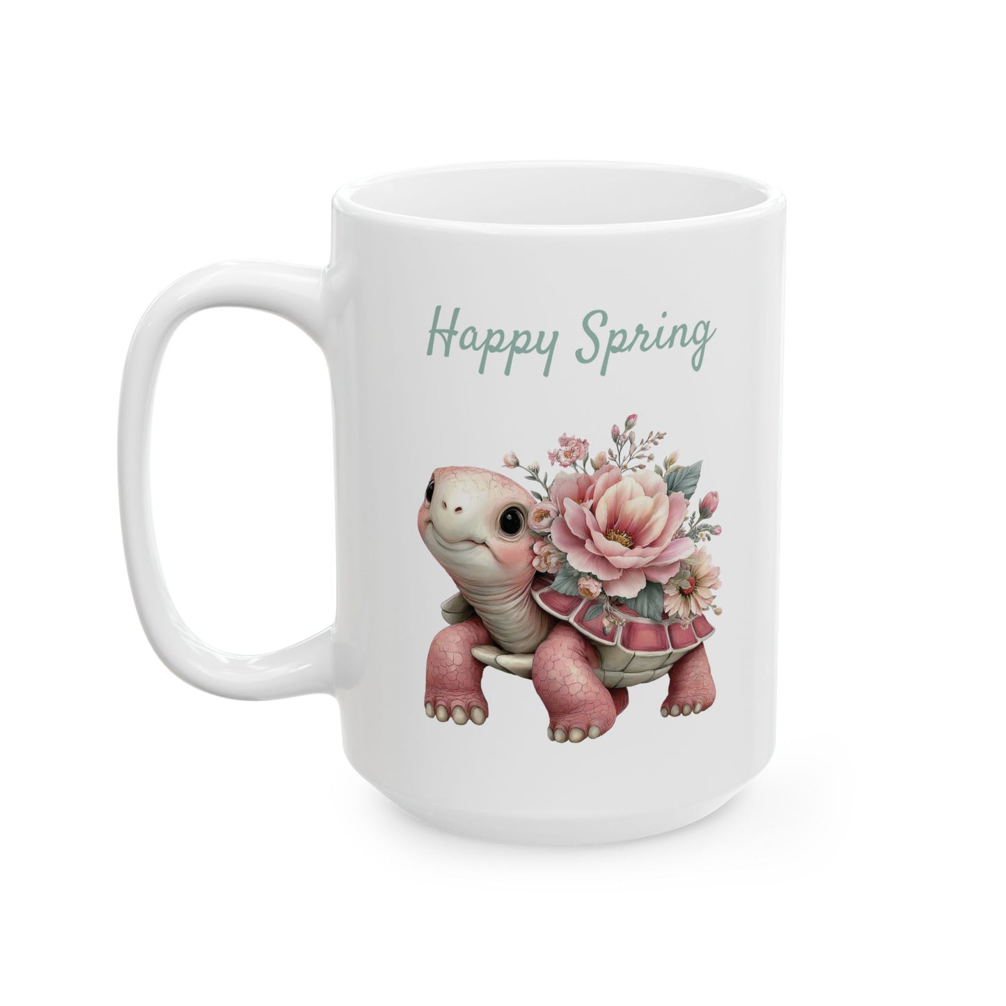 Happy Spring Floral Turtle Mug