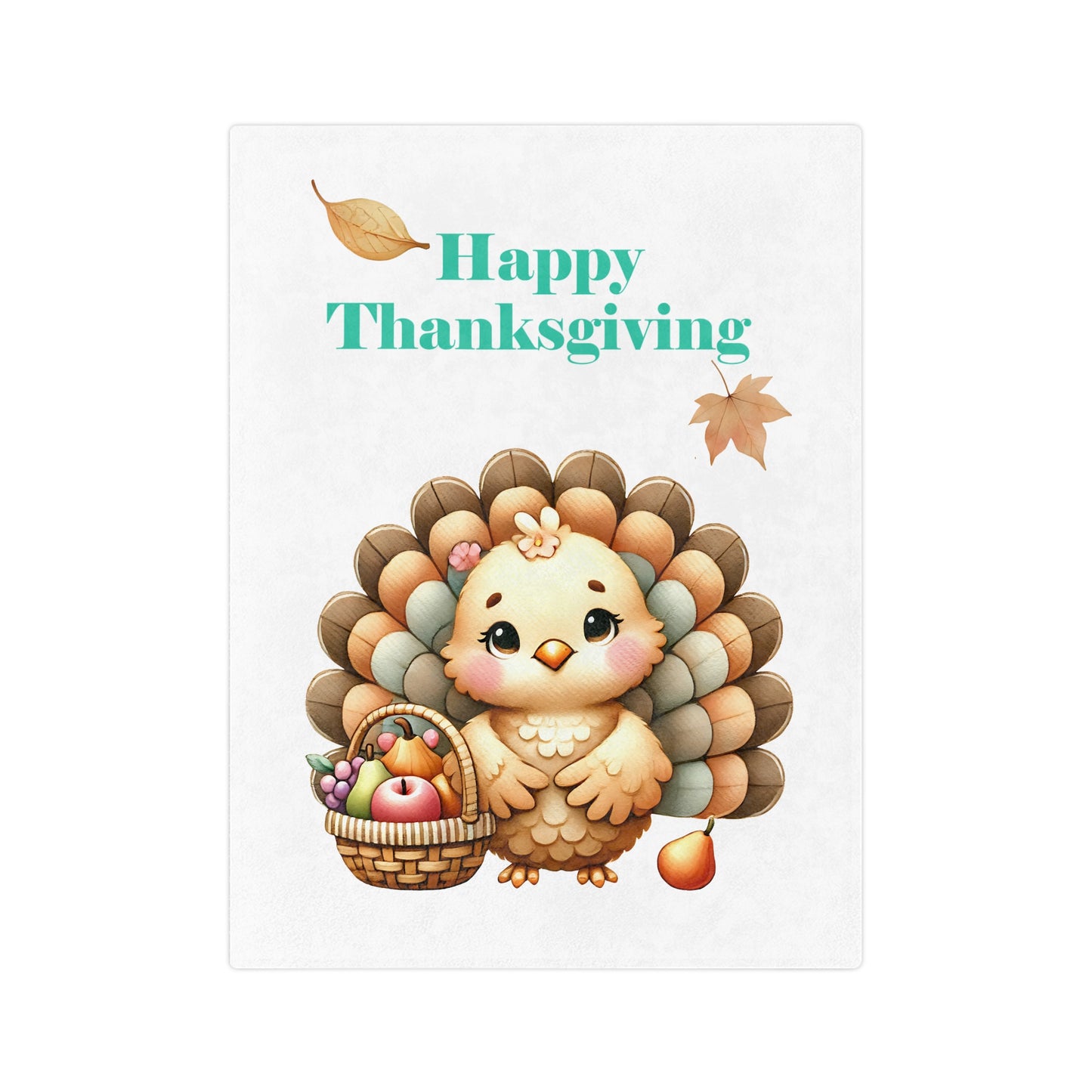 Adorable Happy Thanksgiving Turkey Plush Blanket