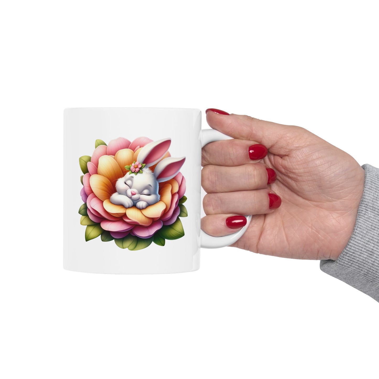 Peaceful Baby Bunny Flower Mug