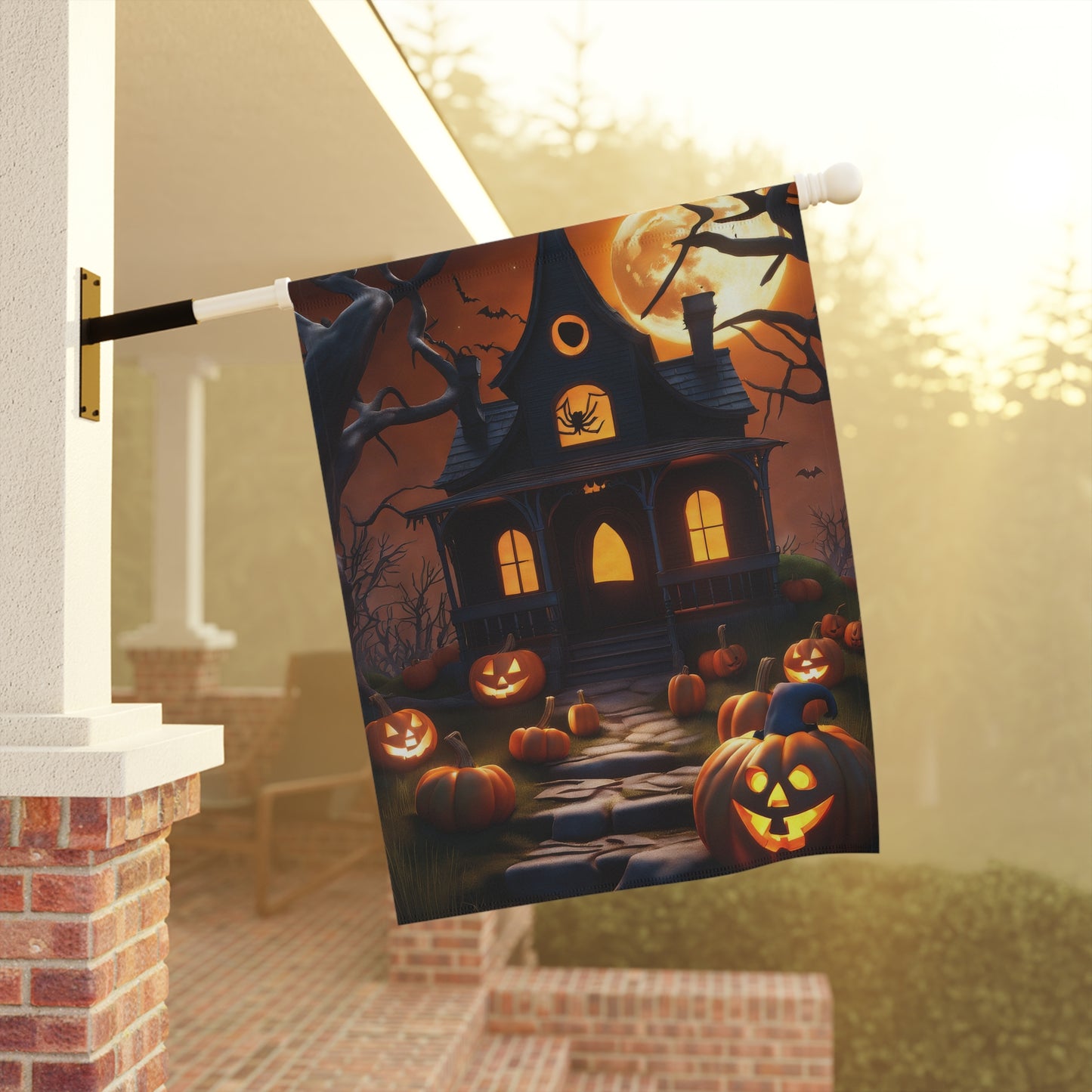 Eerie Halloween Haunted House Garden Flag/House Banner