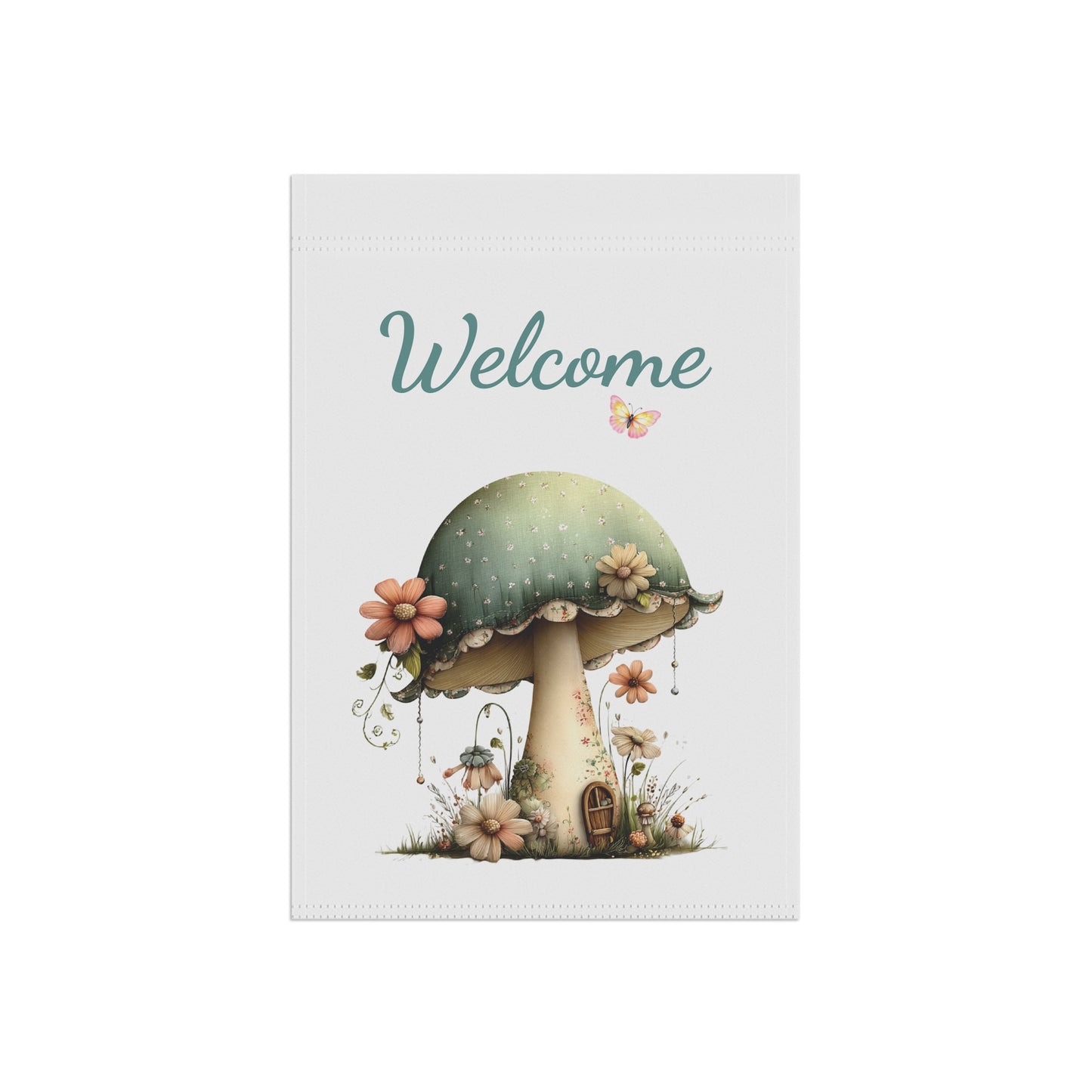 Fairy Cottage Mushroom Welcome Flag
