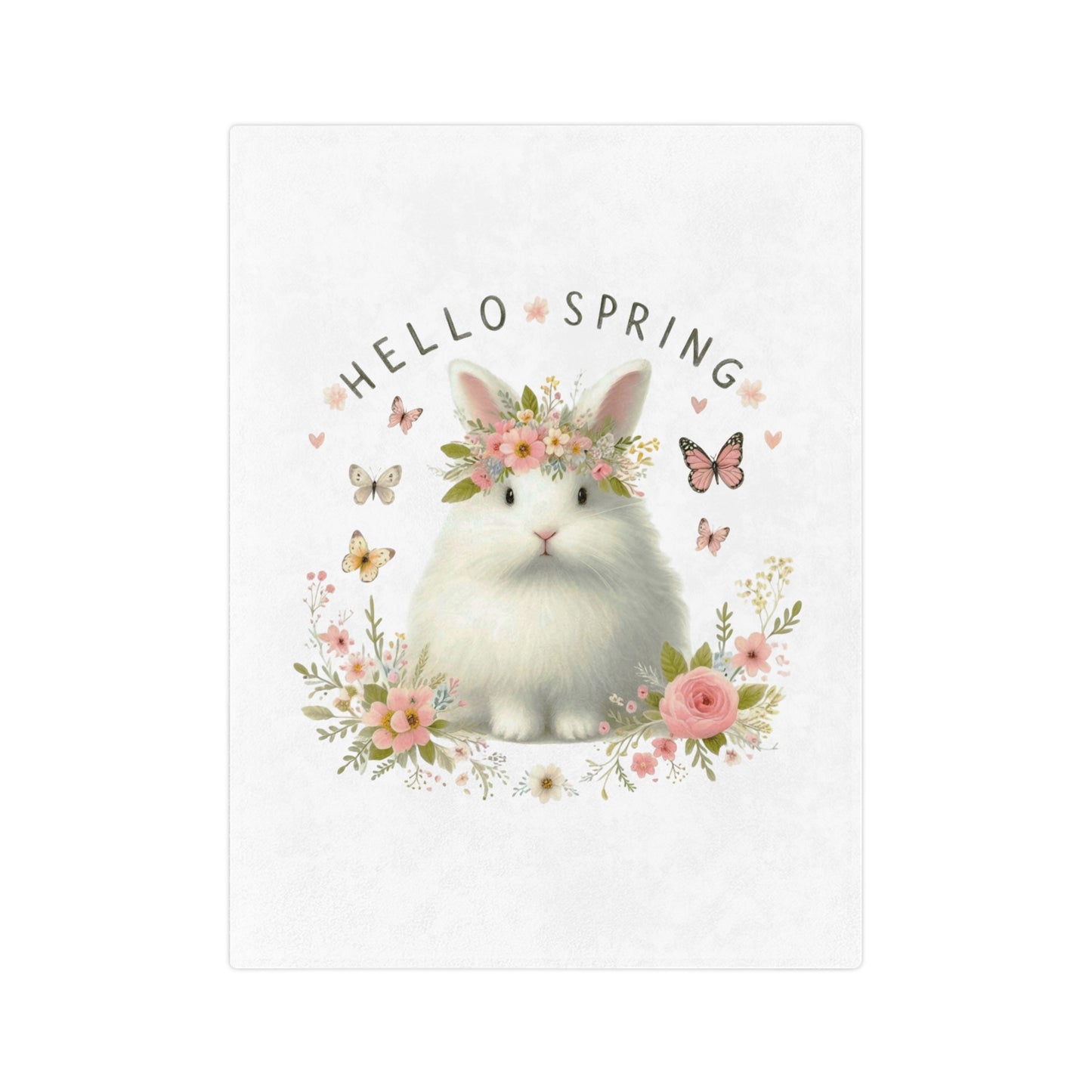 "Hello Spring" Bunny Velveteen Blanket