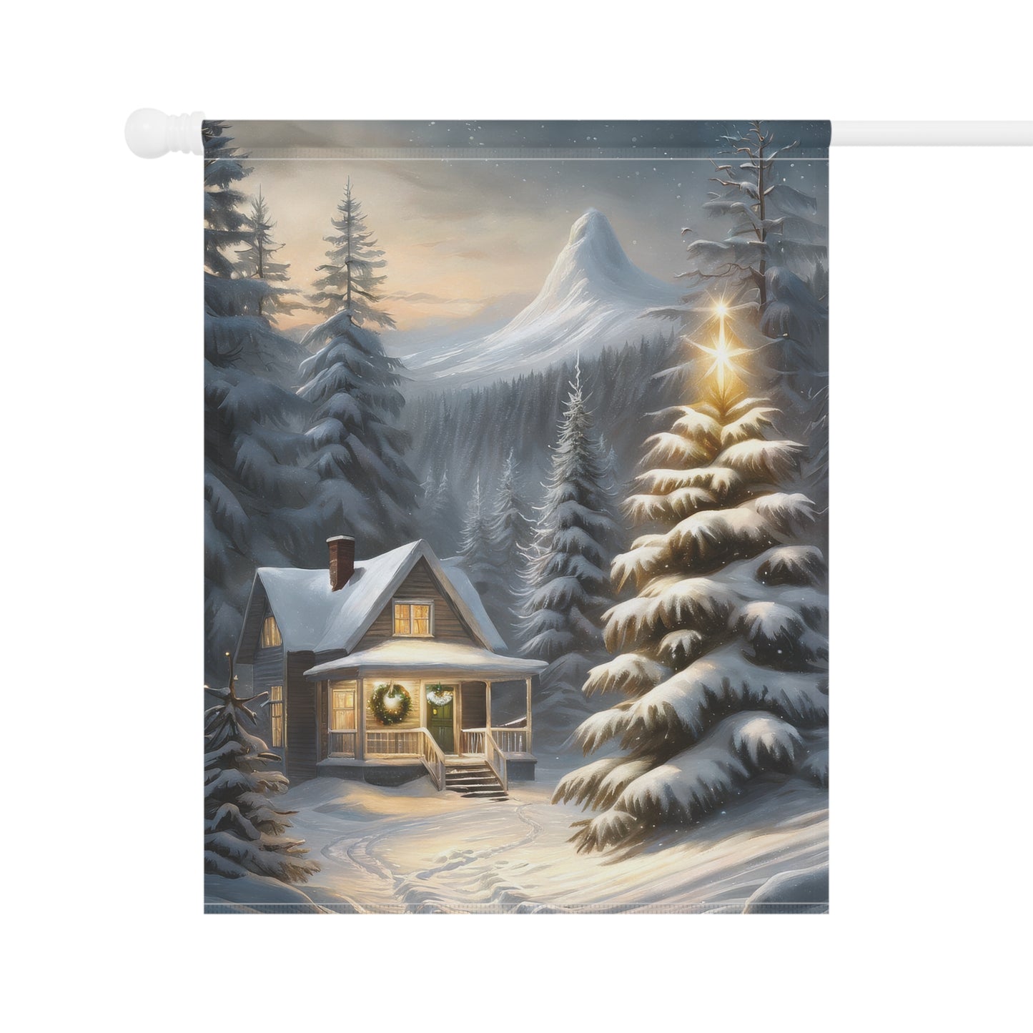Cozy Winter Cabin Garden Flag