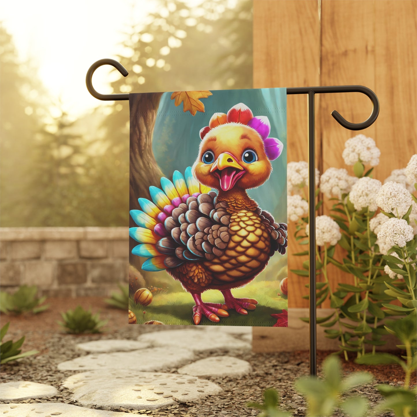 Adorable Thanksgiving Turkey Garden Flag