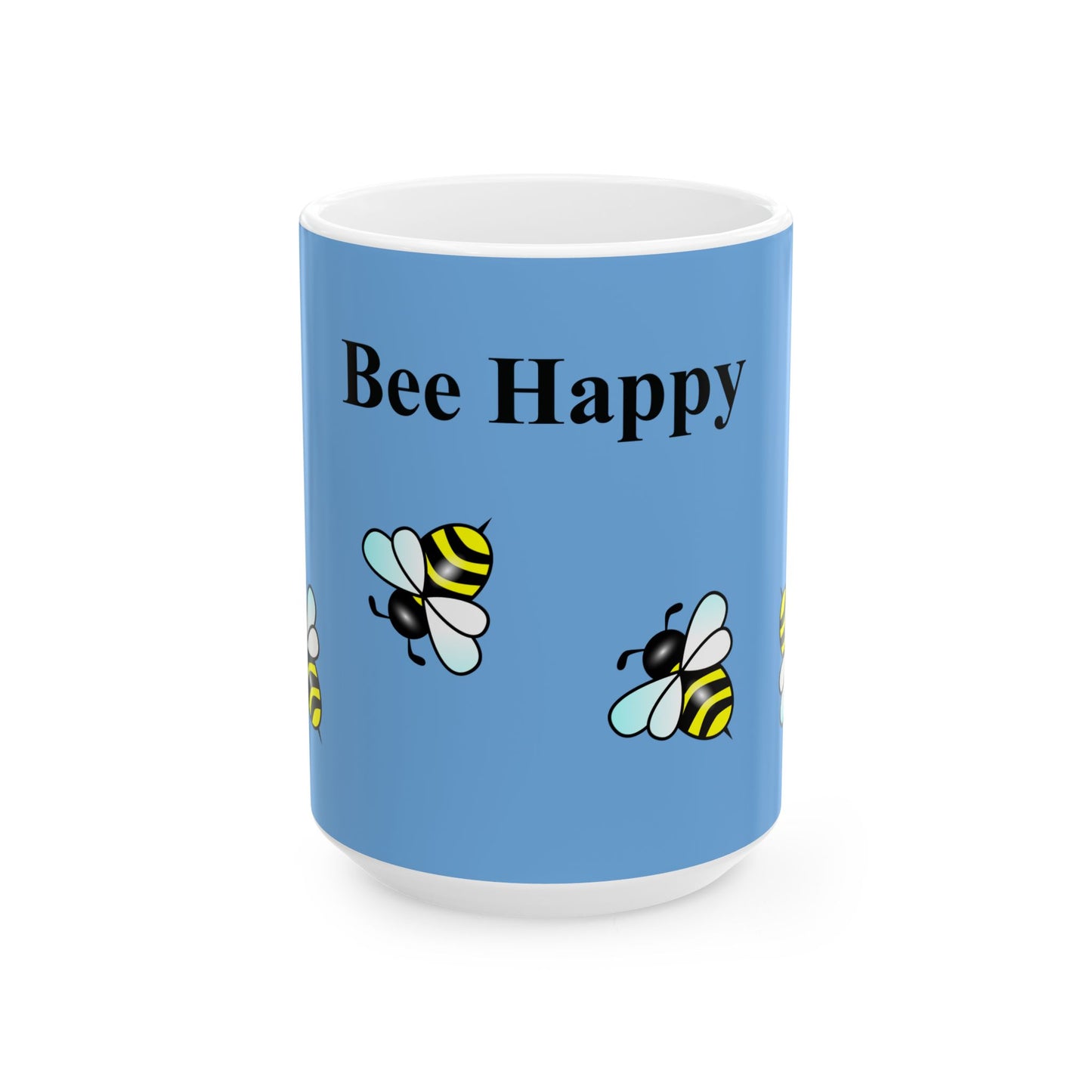 "Bee Happy" Blue Coffee Mug