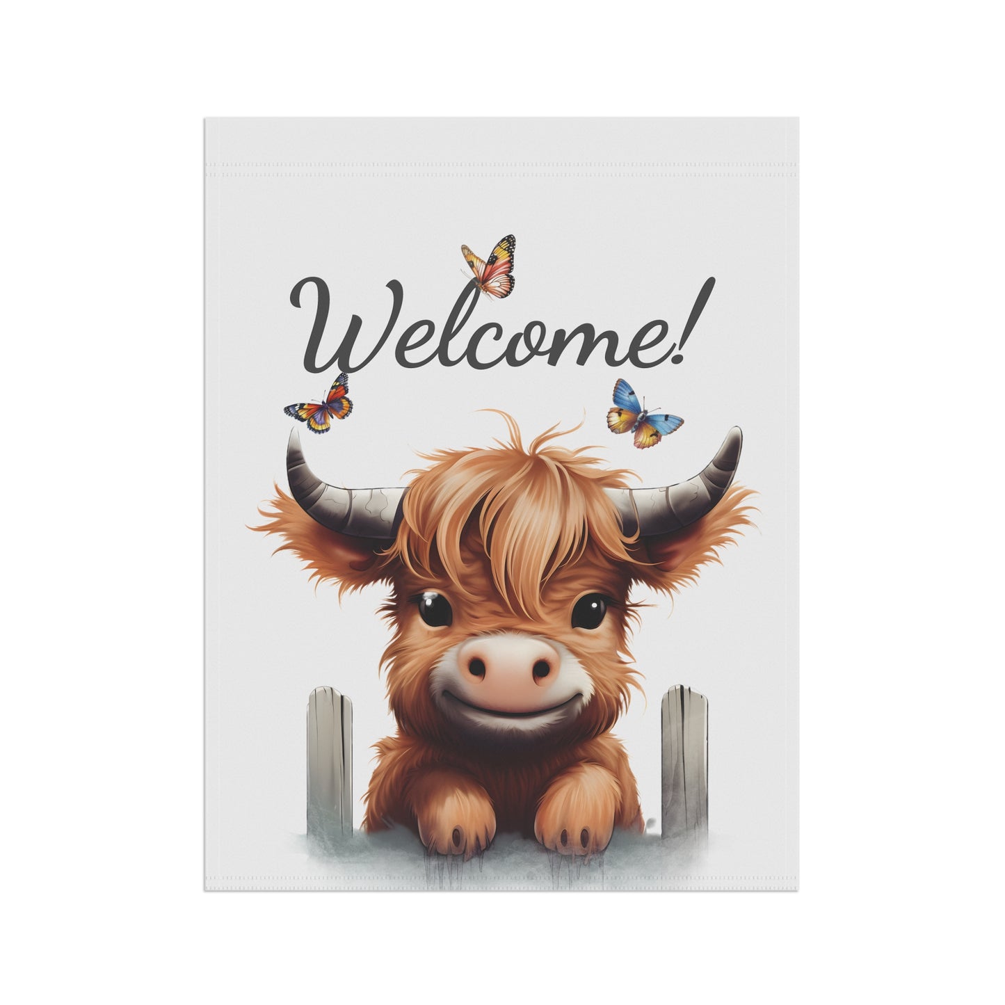 Cute Highland Cow Welcome Garden Flag