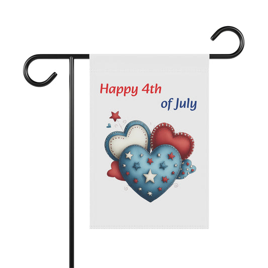 Patriotic Red, White, and Blue Hearts Garden Flag