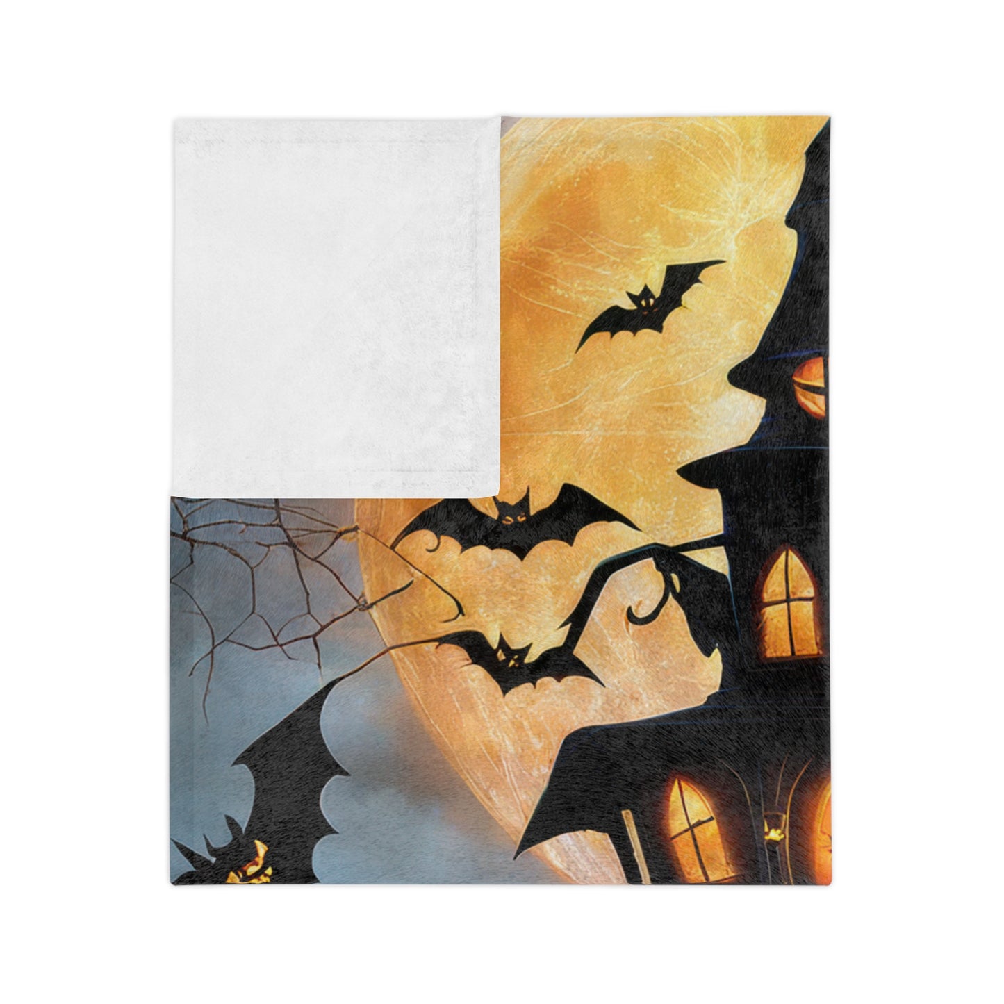 Mystical Haunted Mansion & Jack-o'-Lantern Path Halloween Plush Blanket