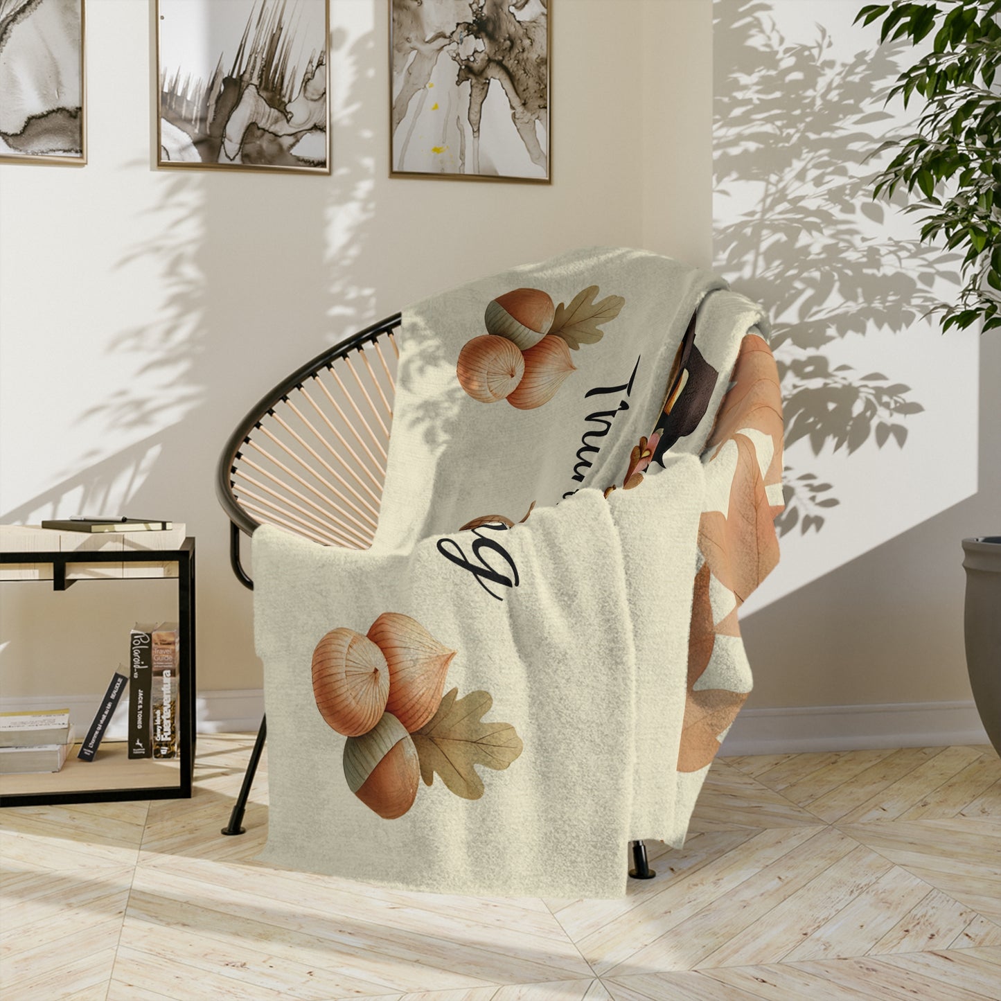 Happy Thanksgiving Pilgrim Turkey Velveteen Blanket