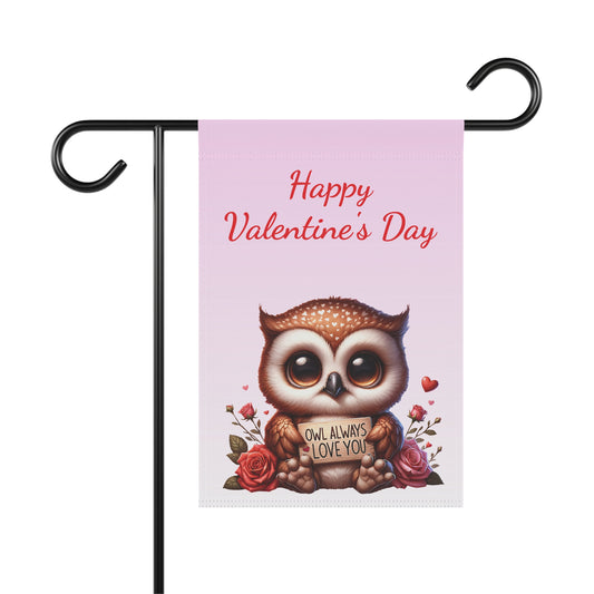 Valentine Owl Garden Flag