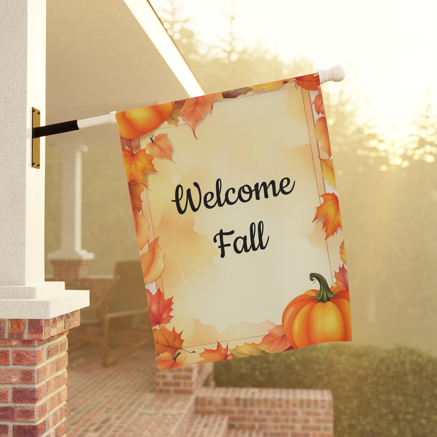 Autumn Leaves & Pumpkin Welcome Fall Garden Flag