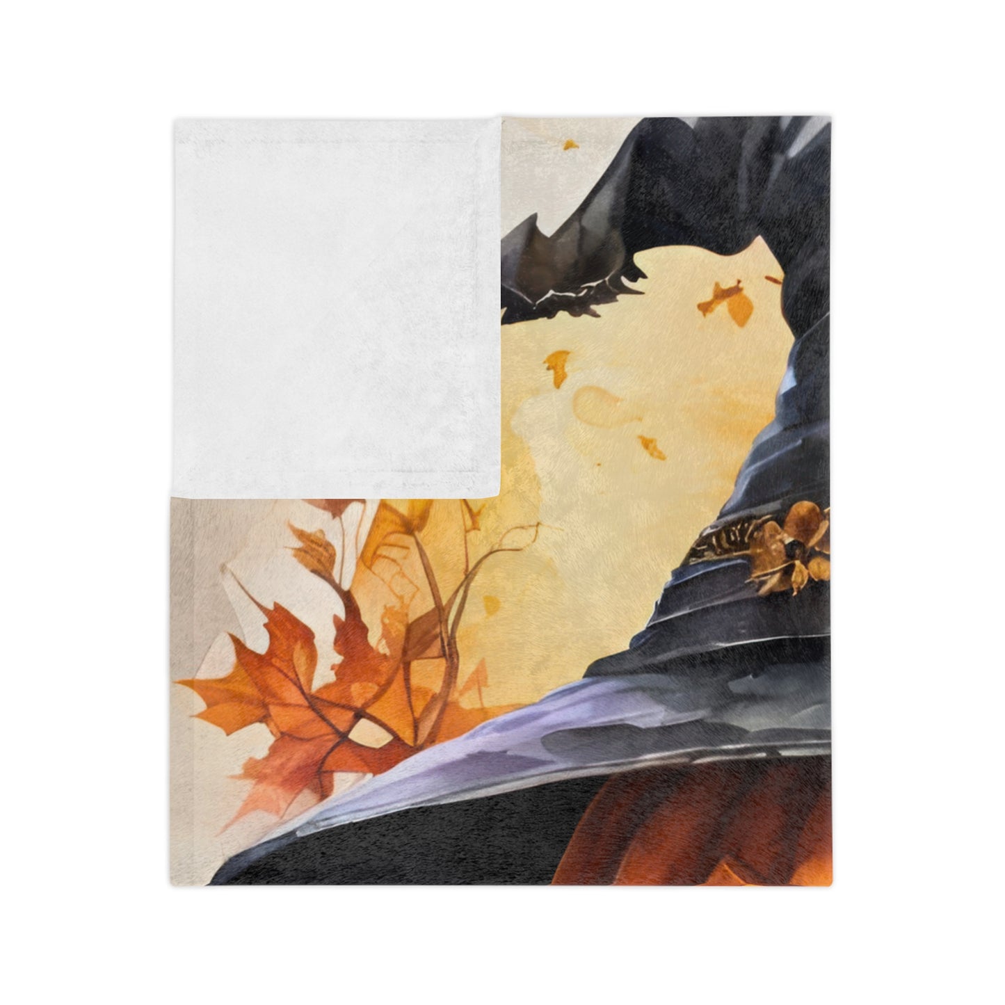 Witch Hat Jack-o'-Lantern & Raven Halloween Plush Blanket