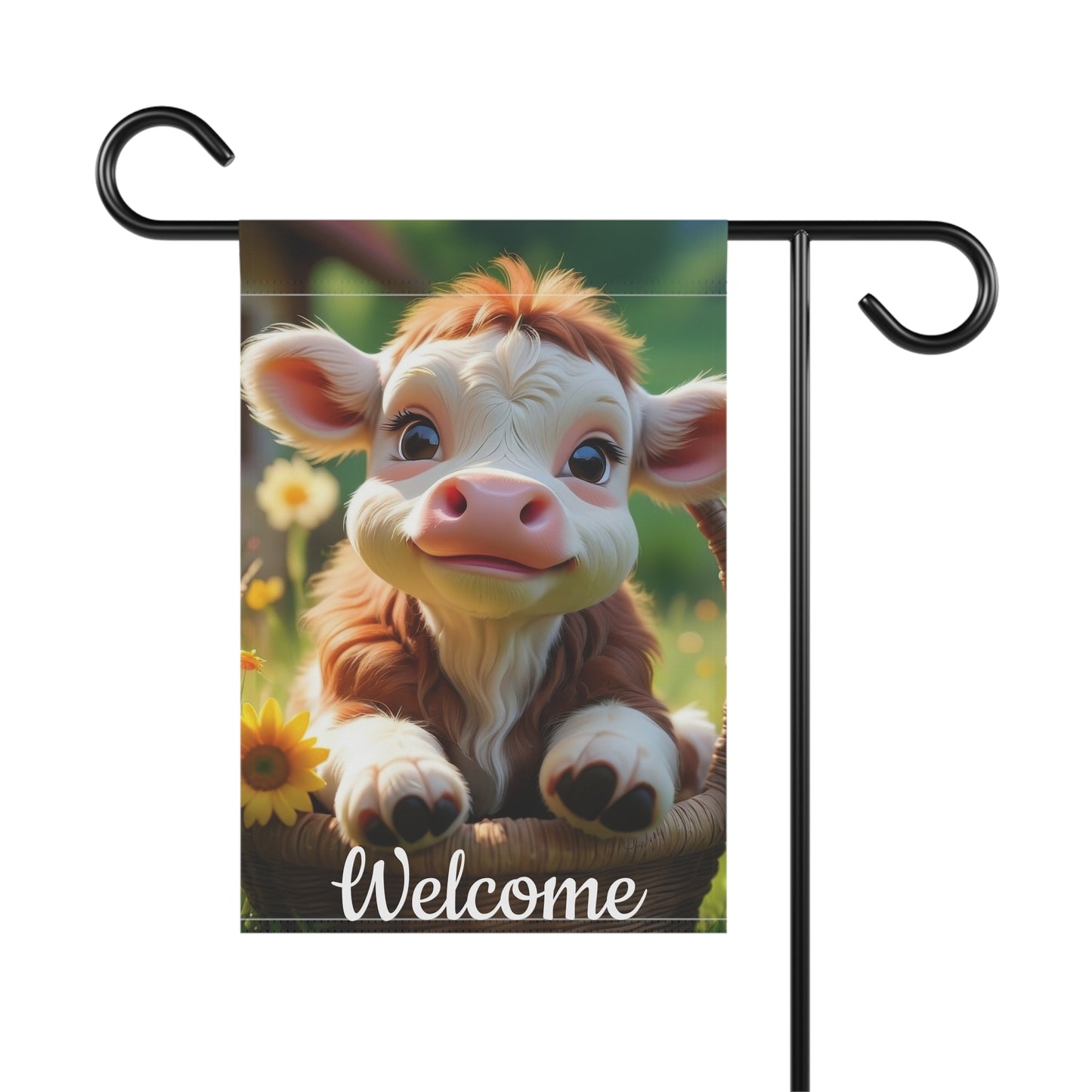 Farmhouse Garden Flag with a Baby Cow