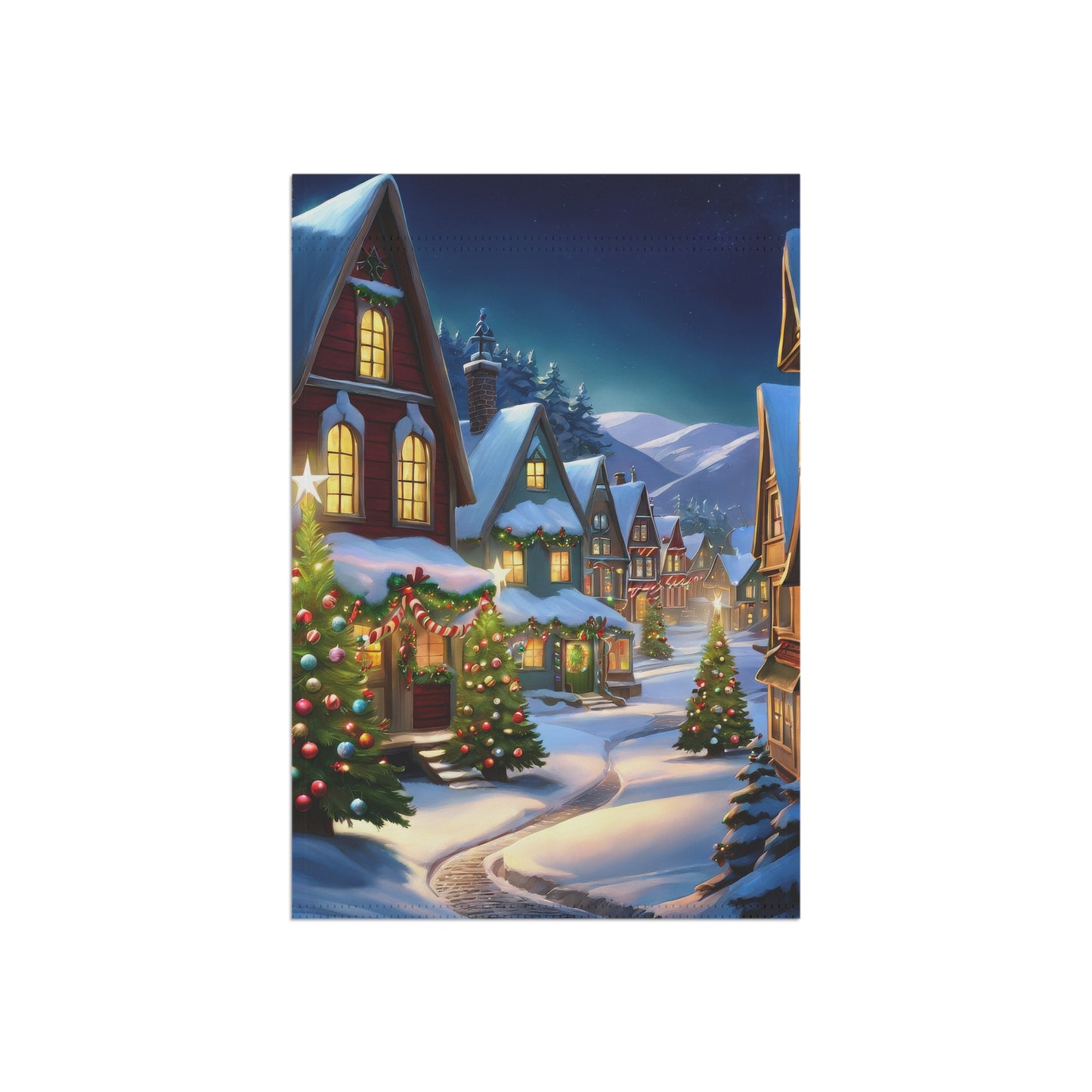 Colorful Holiday Town Garden Flag/ House Banner