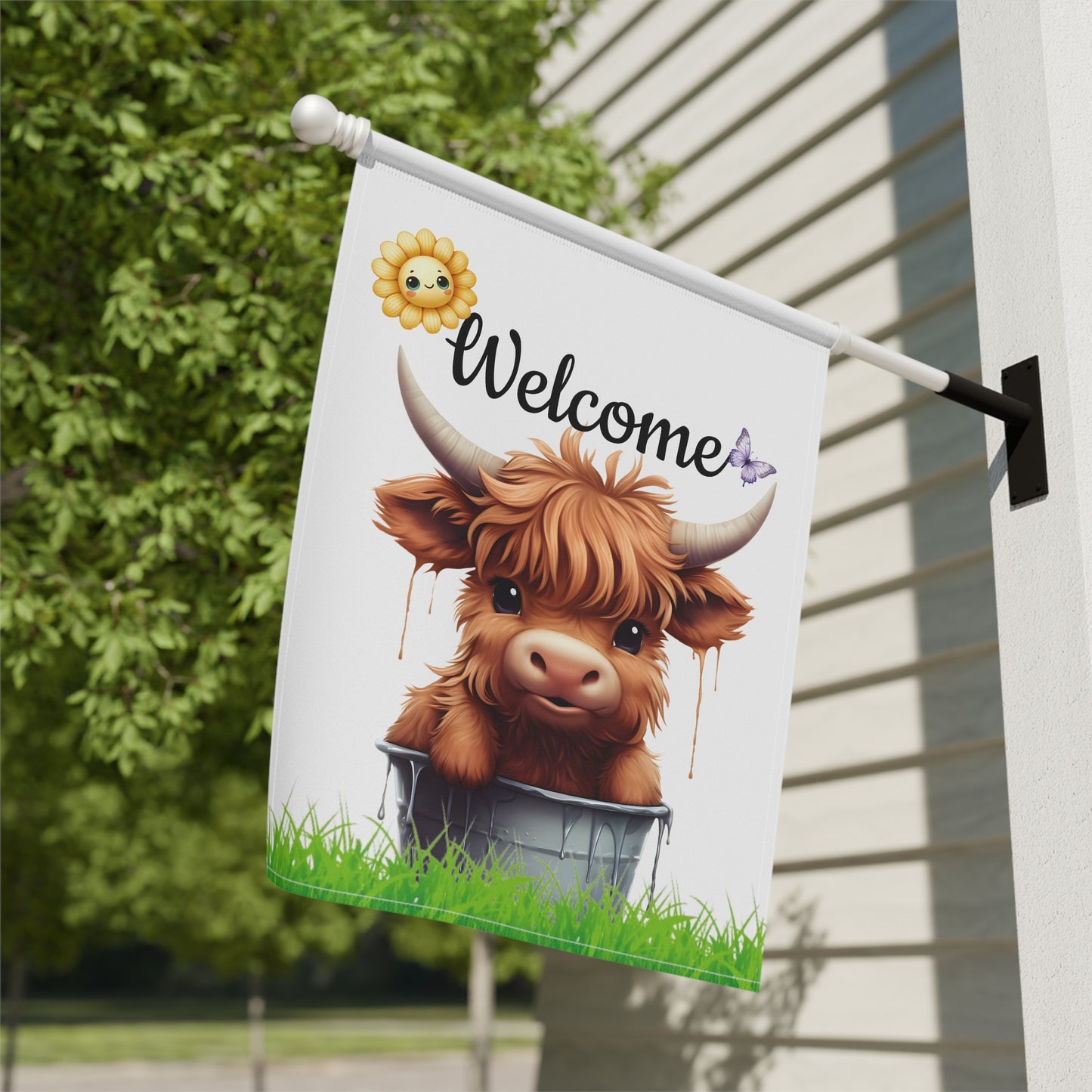 Baby Highland Cow Garden Flag