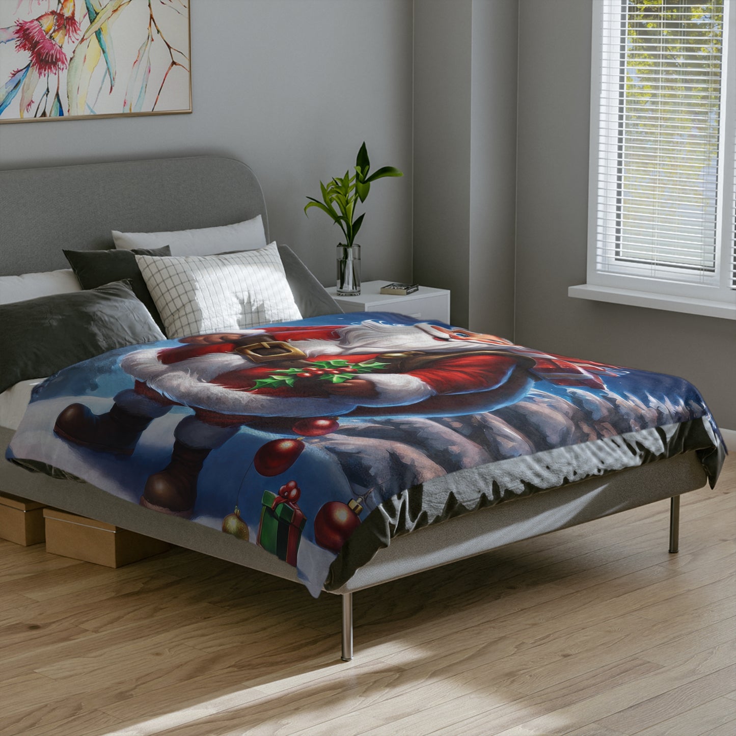 Jolly Santa Claus Christmas Plush Blanket